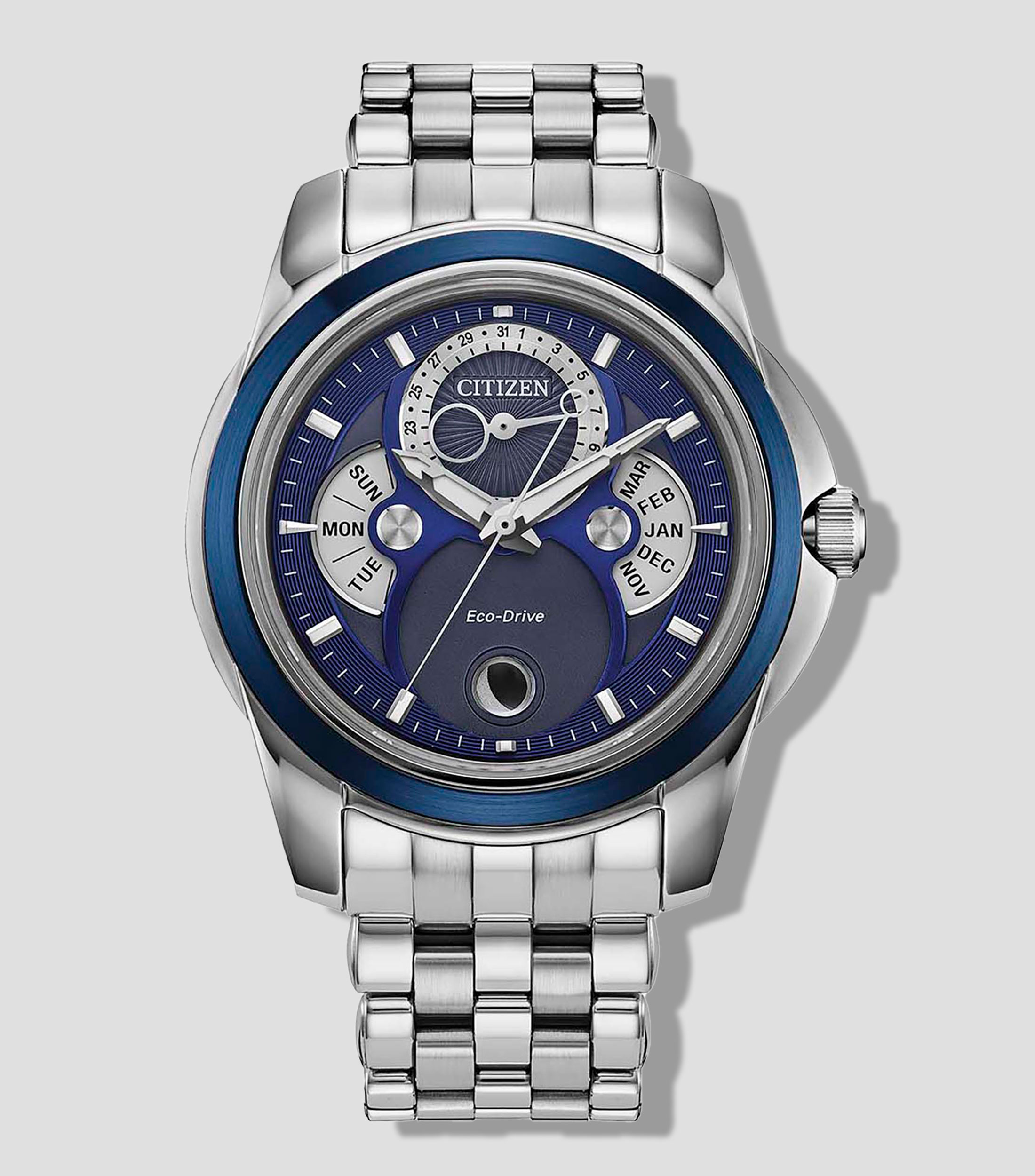 Reloj para Hombre Calendrier casual plateado, azul