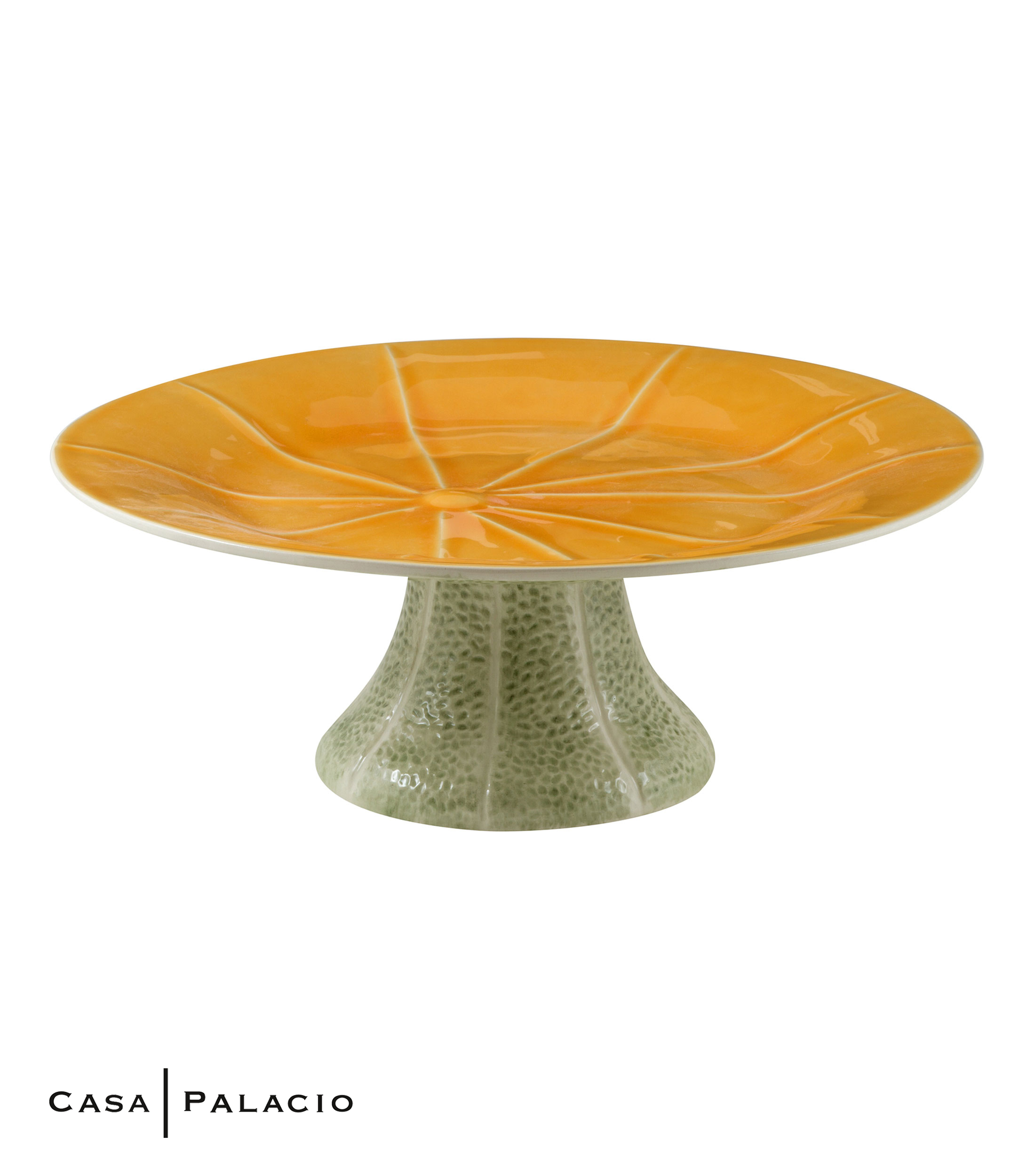 Bordallo Pinheiro Platón para pastel con base Melón El Palacio de Hierro