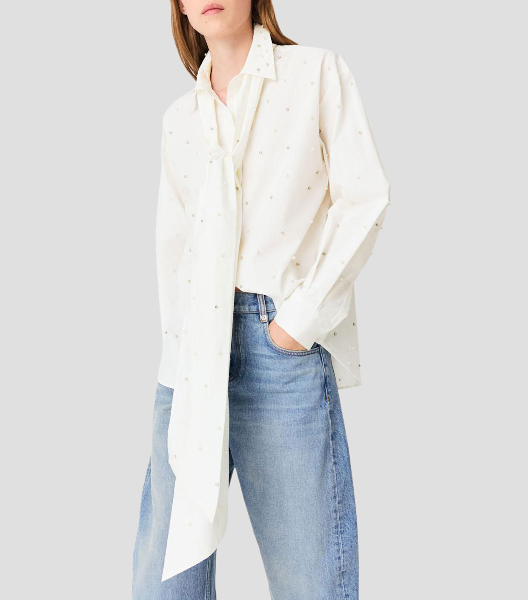 Camisa sólida manga larga 126Chobolinay Mujer