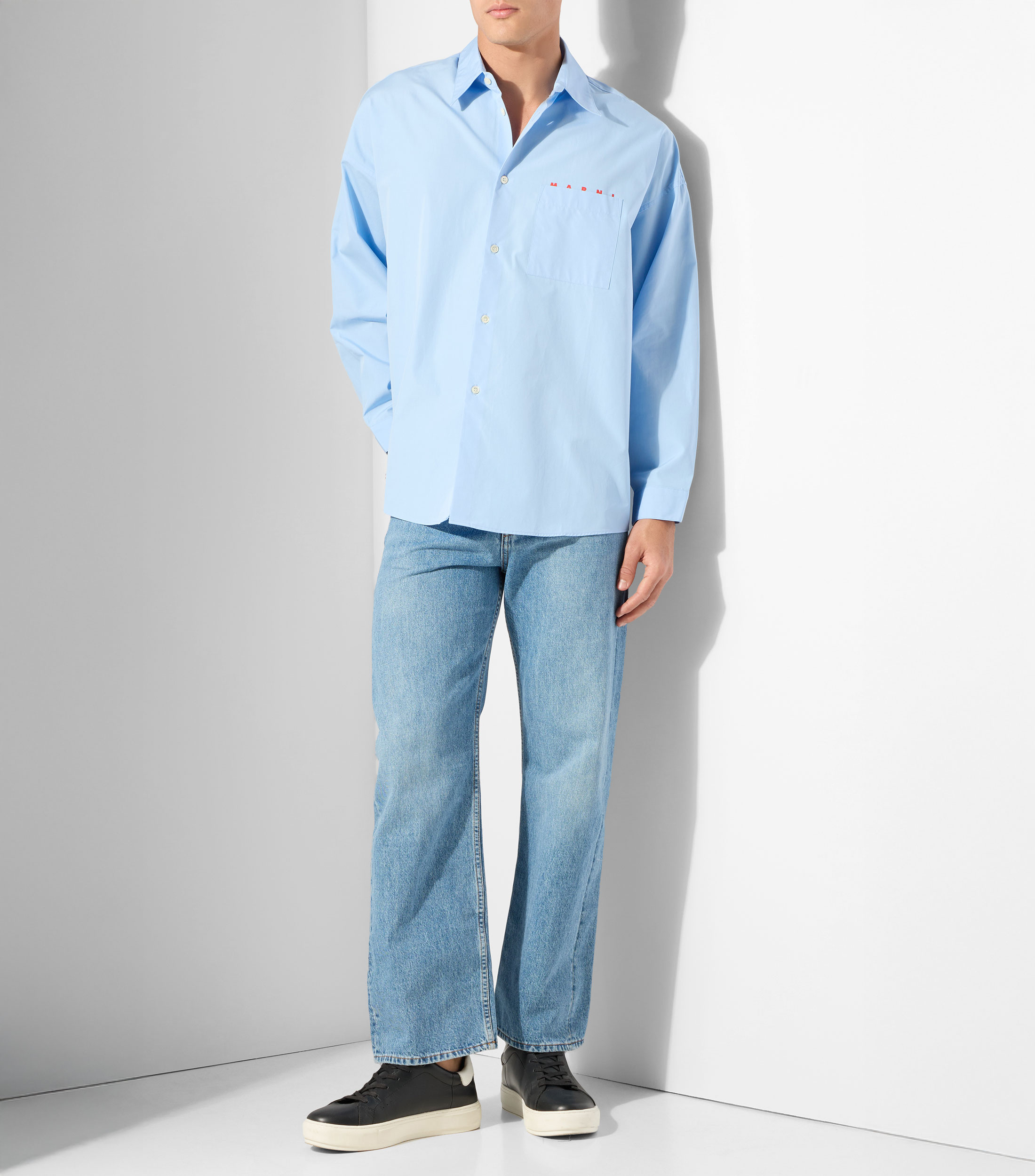 Camisa lisa con manga larga Hombre
