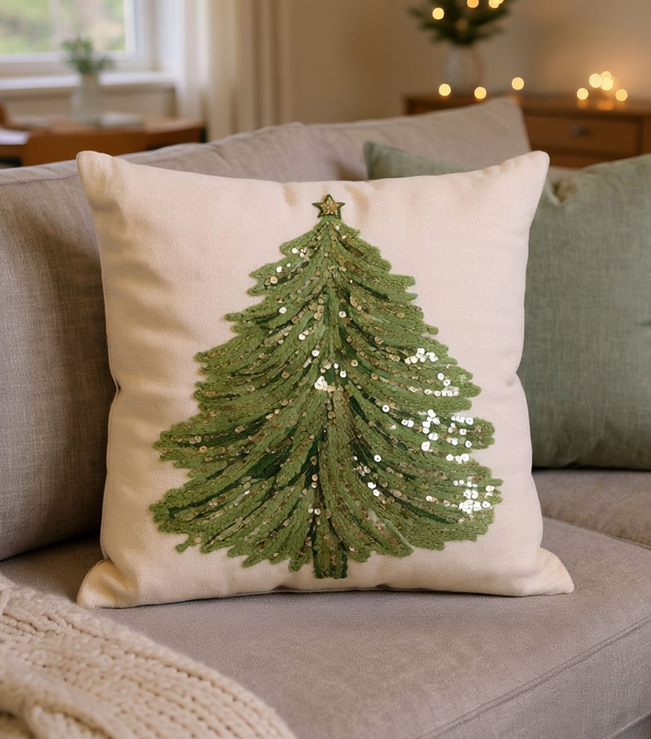 Cojín decorativo Árbol Navideño bordado