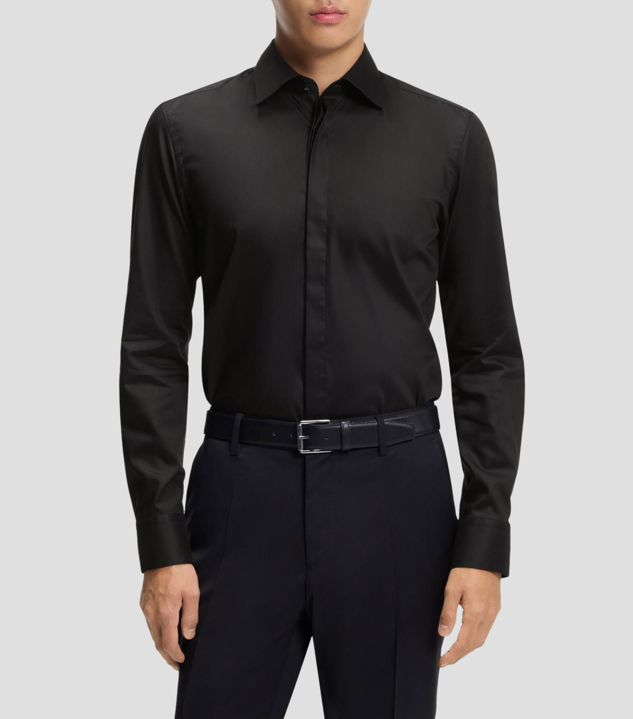 Camisa slim en popelín de algodón de planchado fácil Hombre