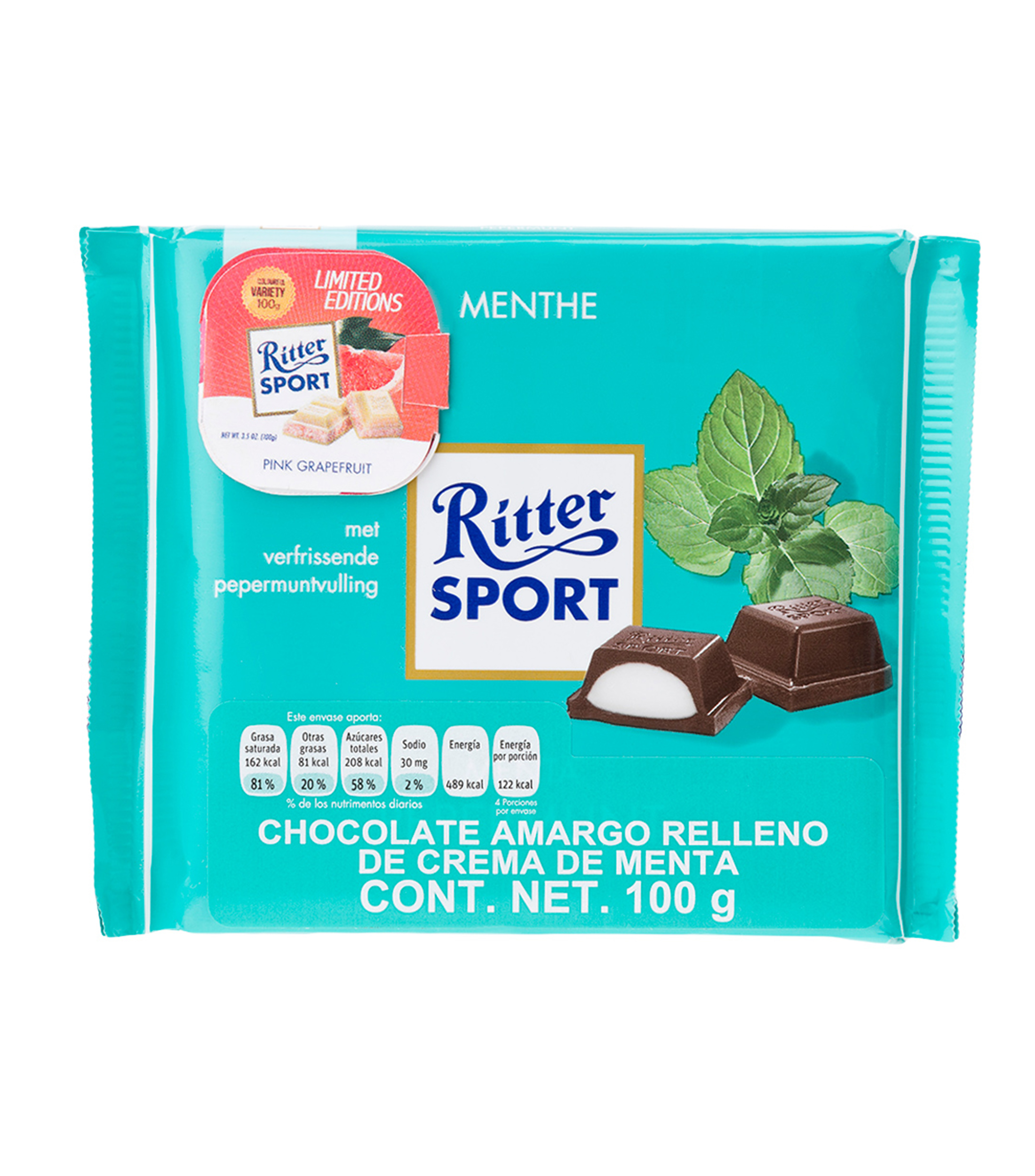 Chocolate Amargo Relleno de Crema de Menta, 100 g