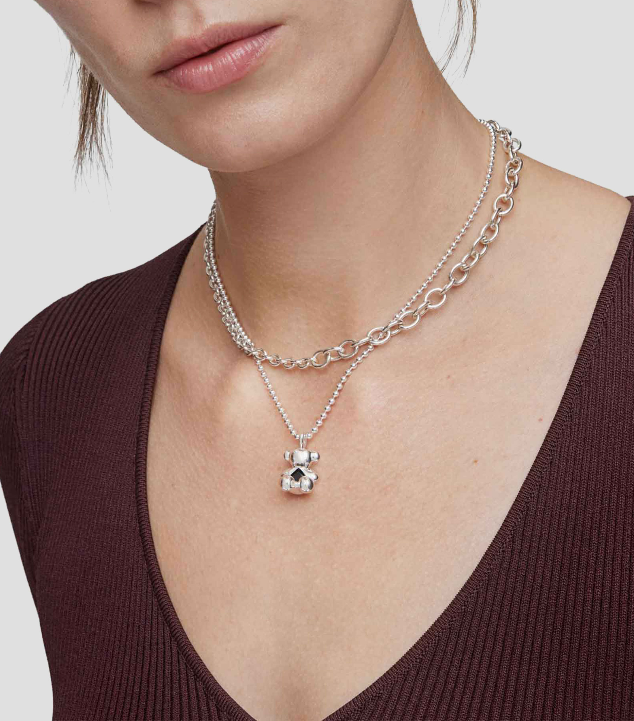 Dije de oso en plata Bold Bear con ónix Mujer