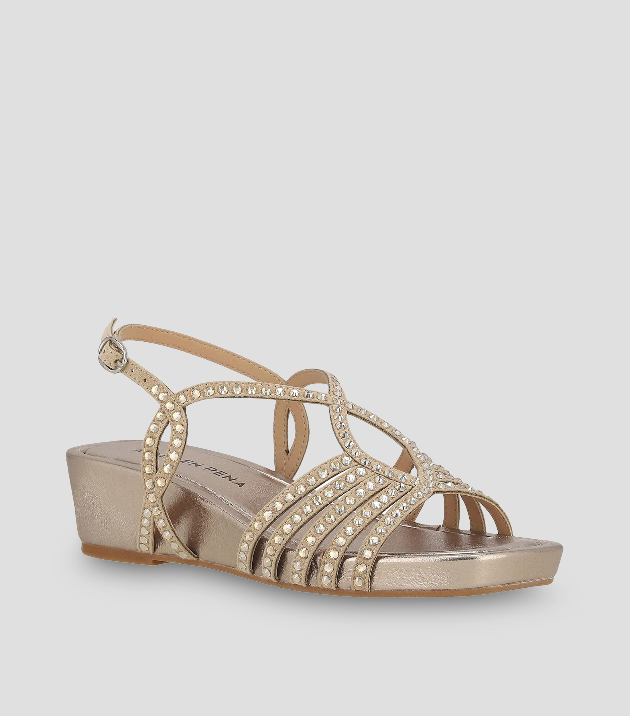 Sandalias con tacón de cuña de 5 cm en piel Mujer
