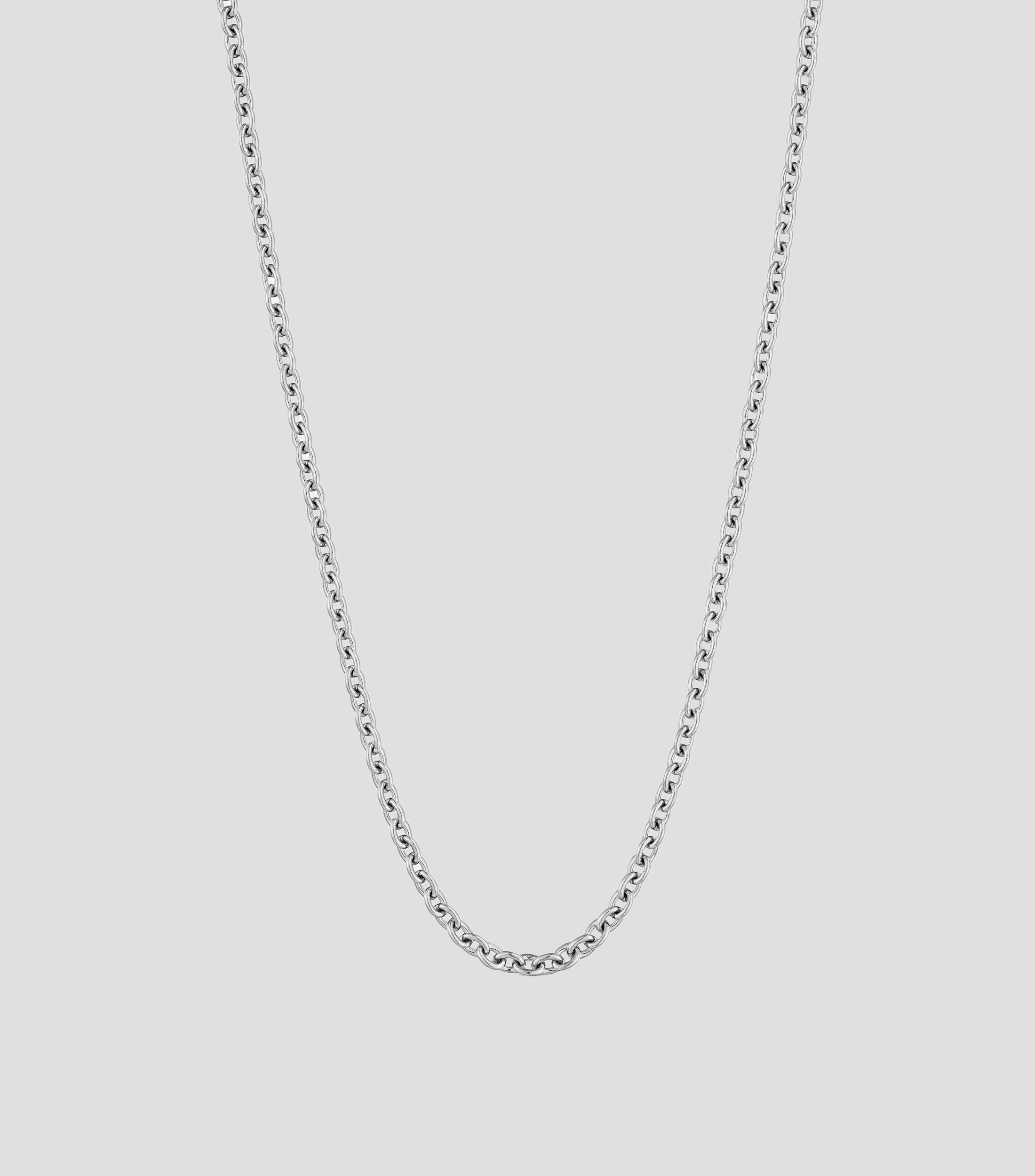 Collar cadena de cable clásica en Plata .925 con eslabones planos ajustables Modelo 590515 Mujer