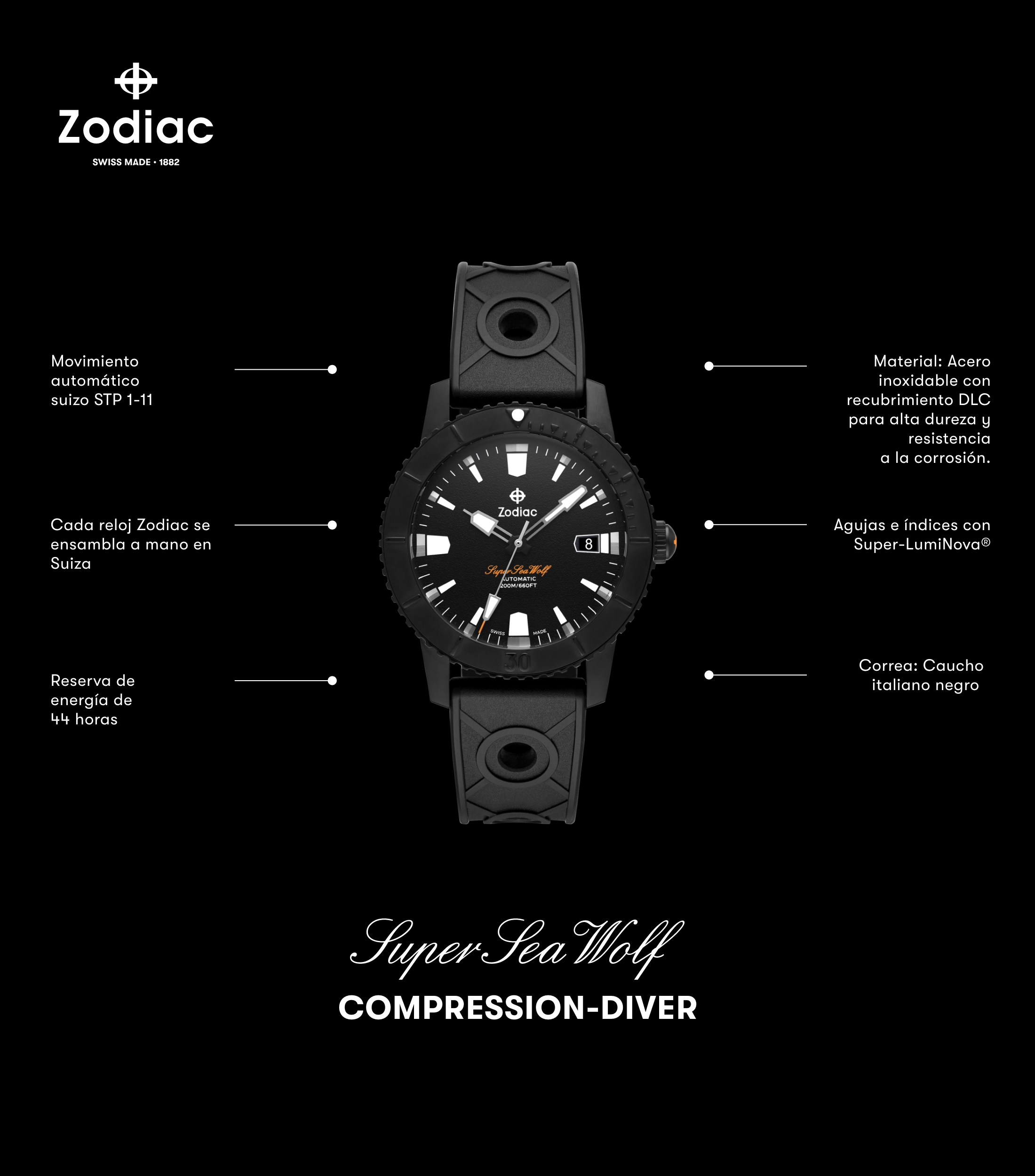 Reloj para Hombre Compression casual negro