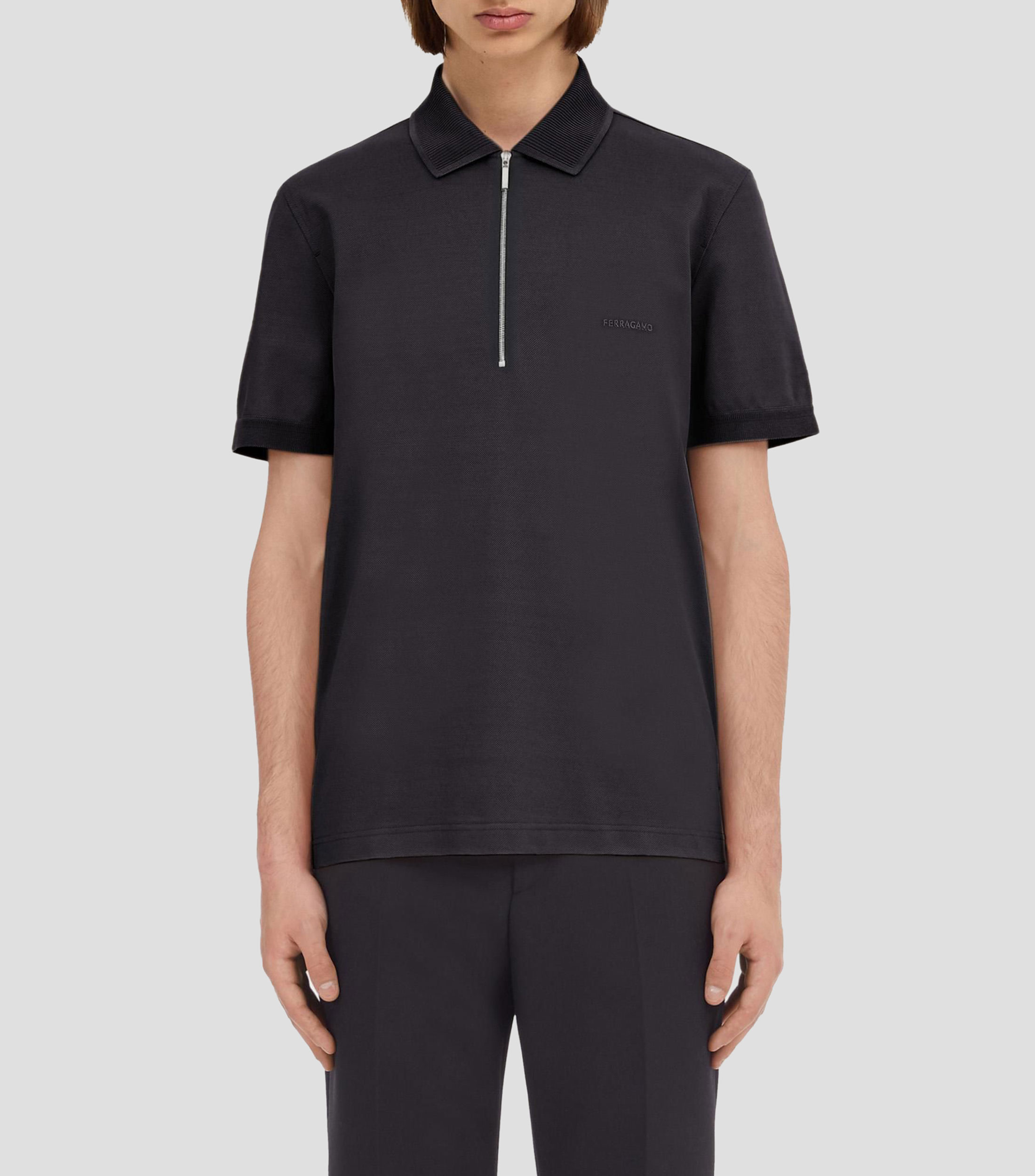 Playera tipo polo con cremallera Hombre