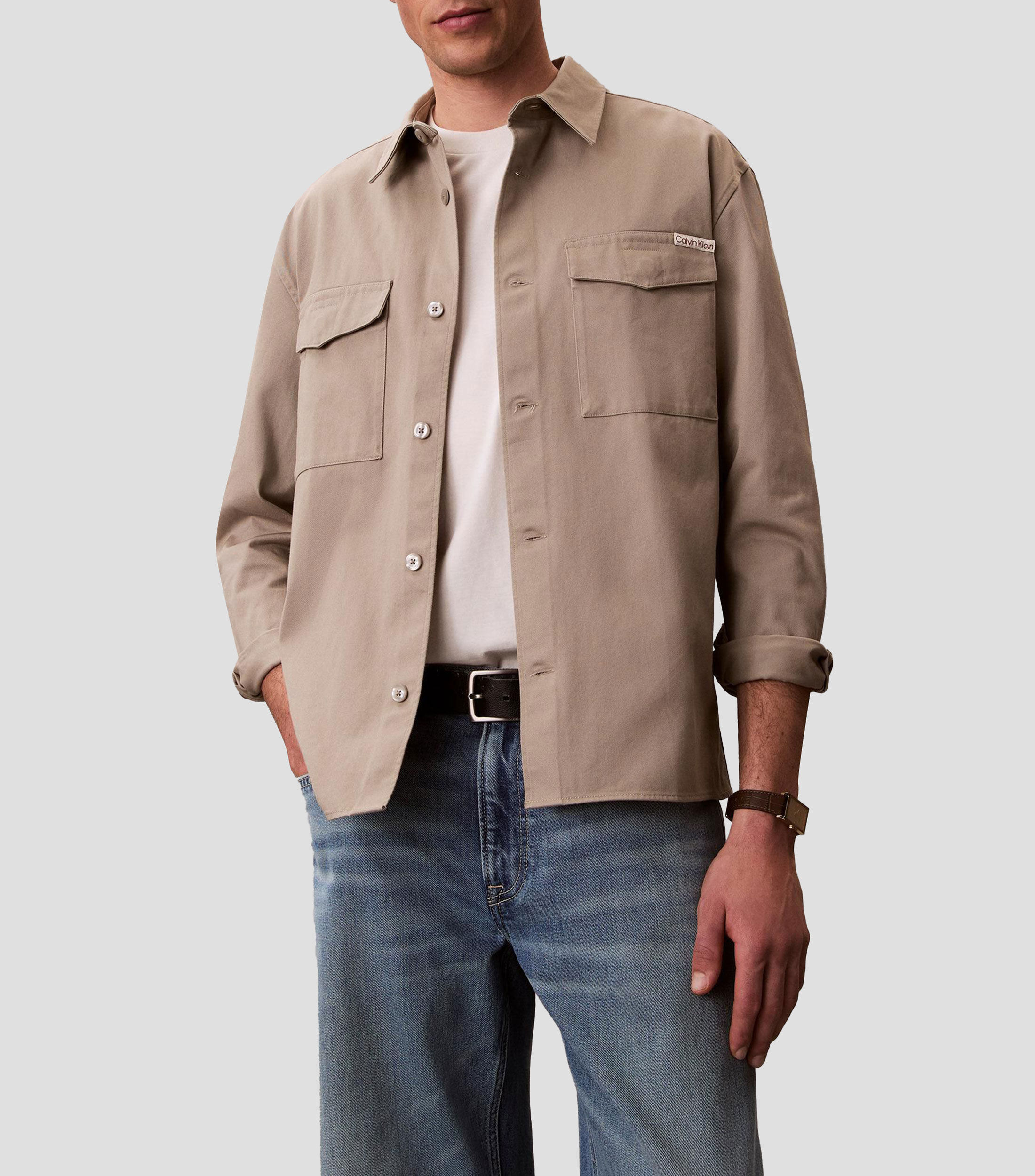 Sobrecamisa lisa manga larga Hombre