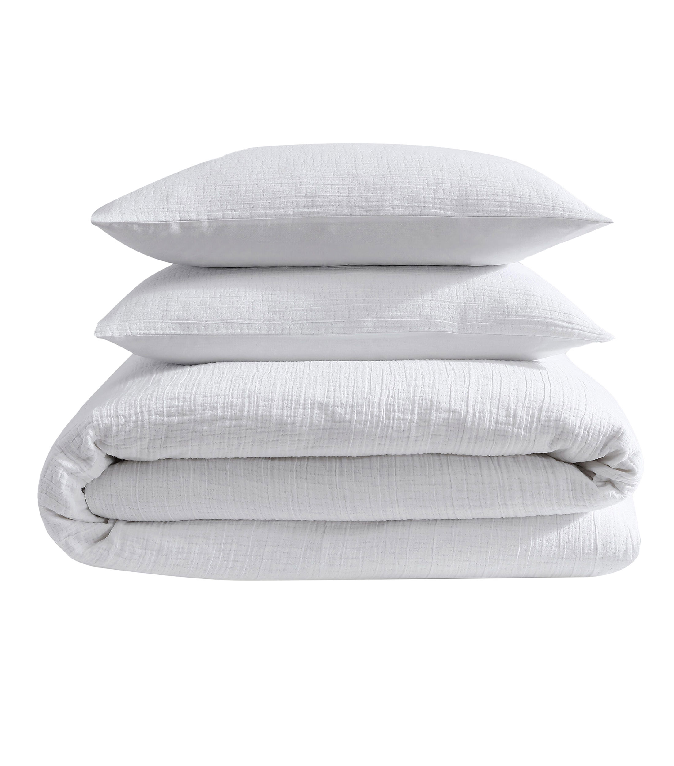 Juego de Funda para Duvet King Size de algodón Washed Texture blanco
