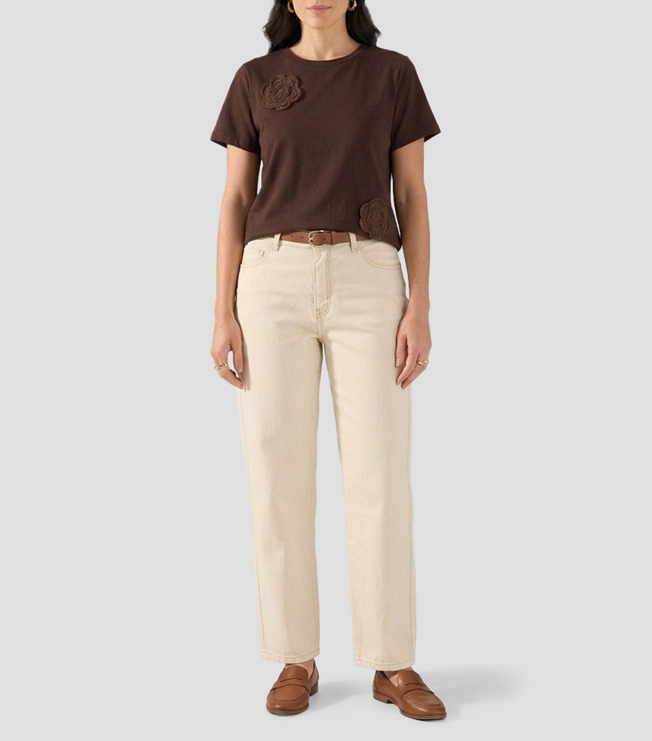 Playera cuello redondo manga corta lisa Mujer