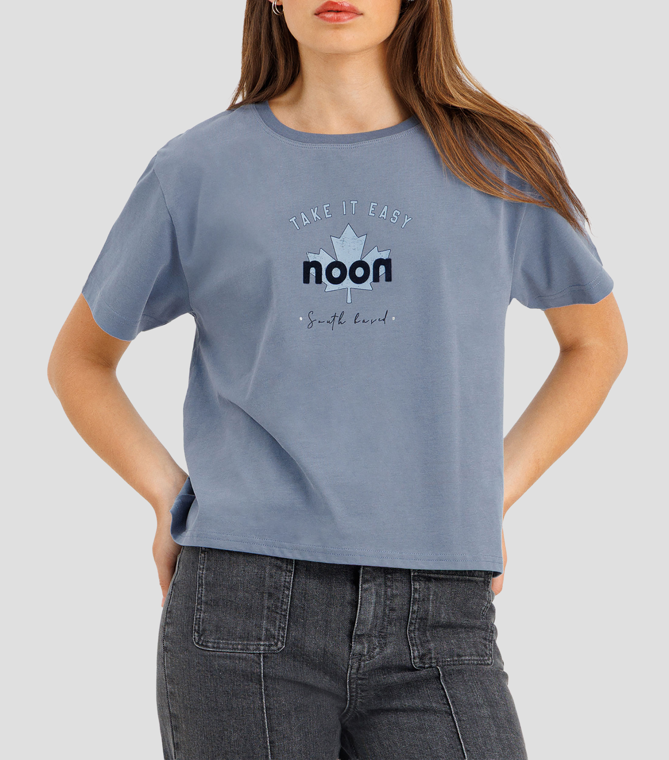 Playera cuello redondo manga corta estampado Mujer