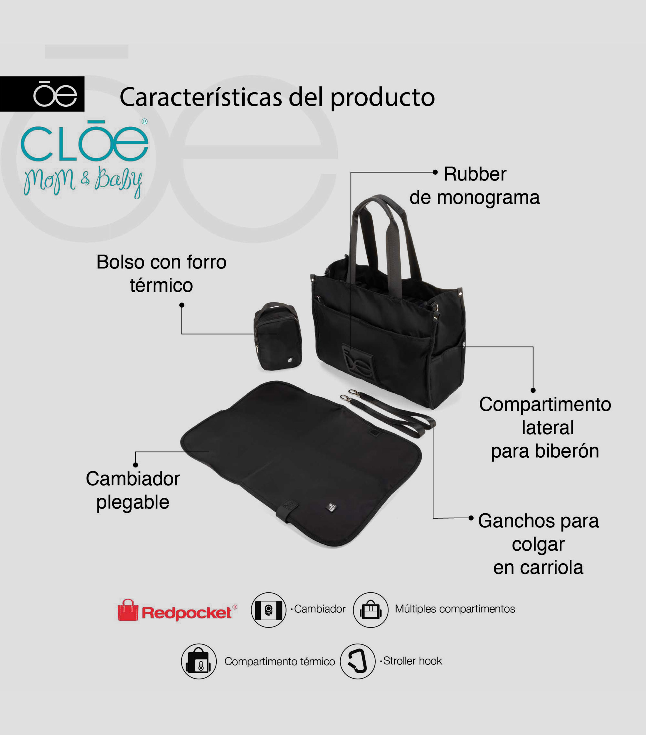 Pañalera Tote con cambiador lisa