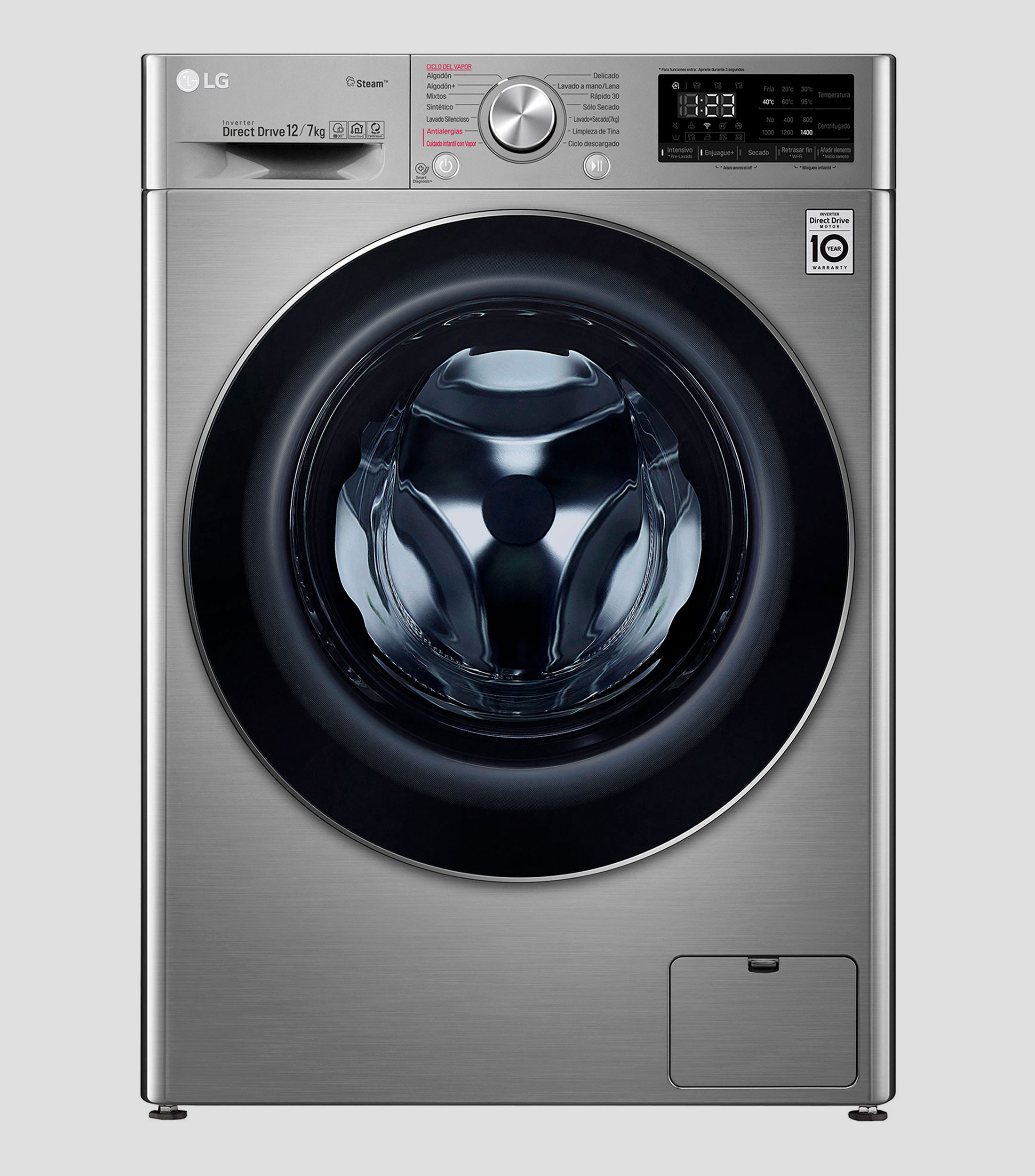 Lavasecadora Eléctrica 12 Kg de Carga Frontal WD12VVC4S6S Acero