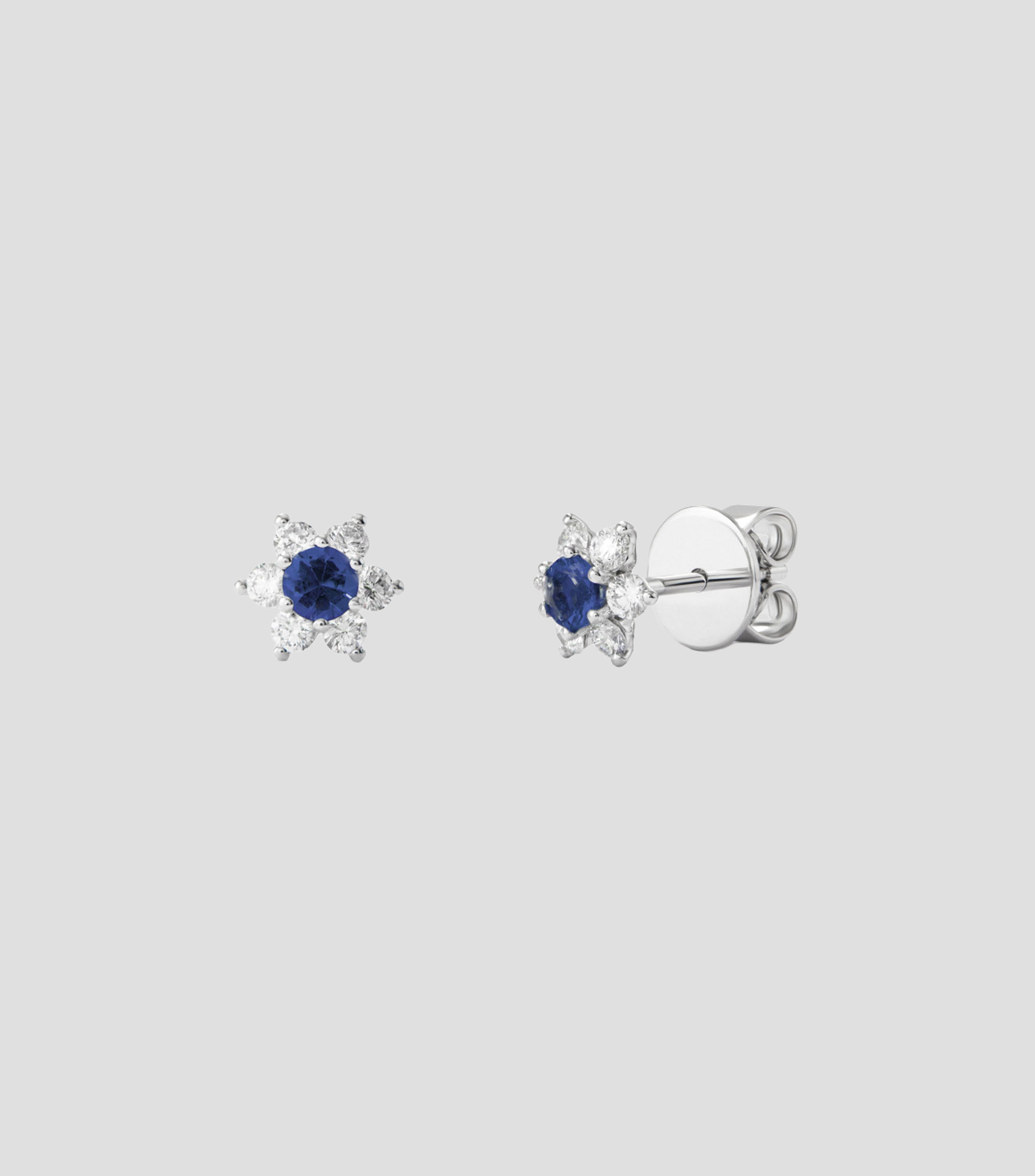 Pendientes en oro blanco con zafiro y diamantes Big Three Mujer
