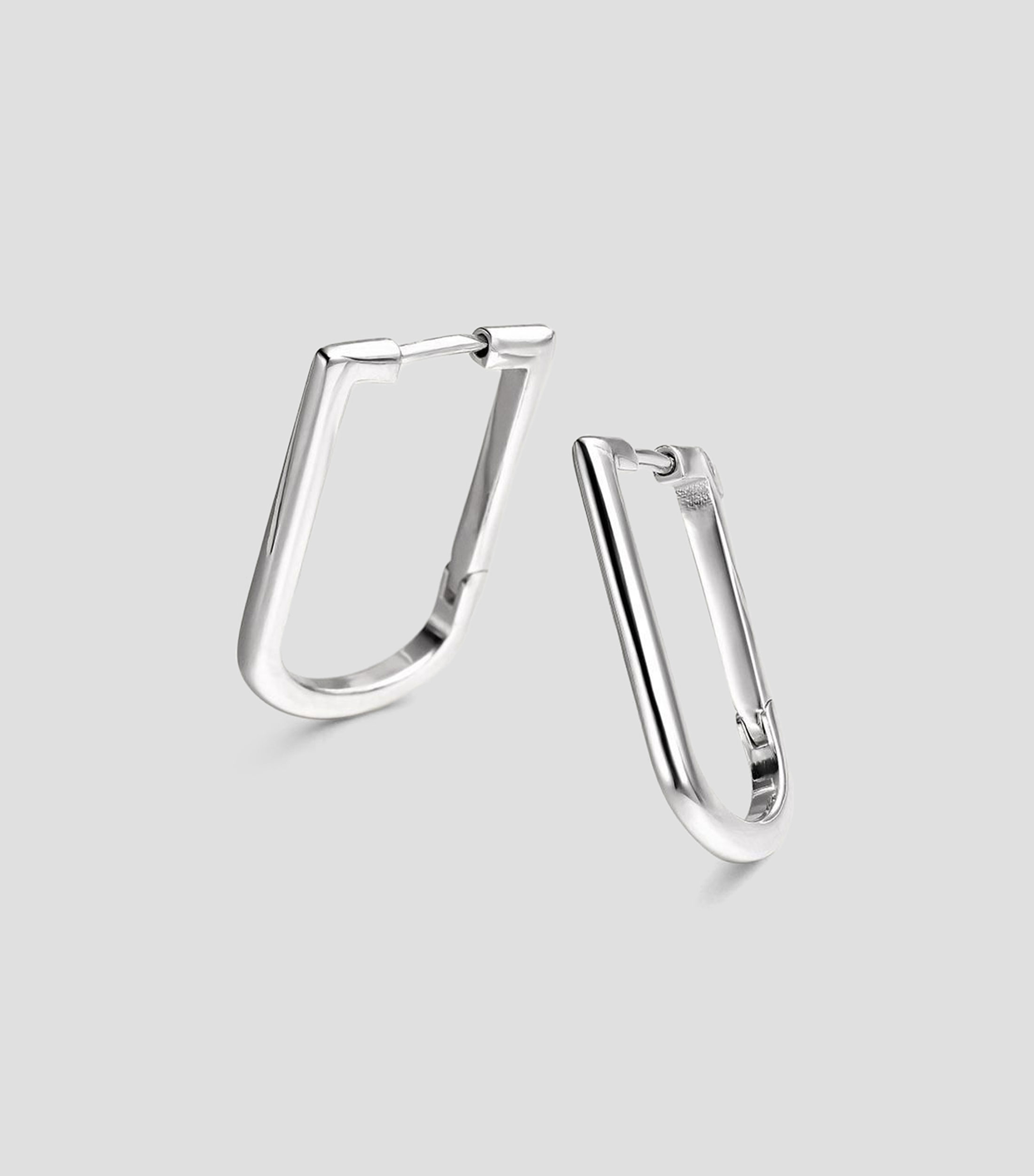 Pendientes de aro semi rectangular en plata .925 Connector Mujer