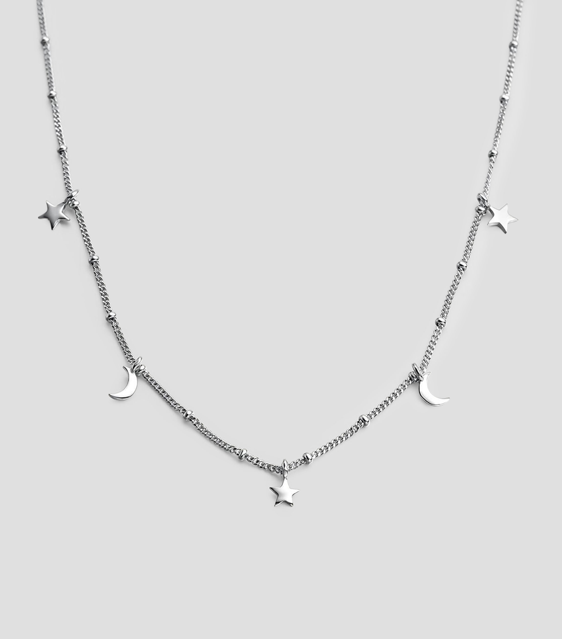 Collar en plata .925 con estrellas y lunas Mujer