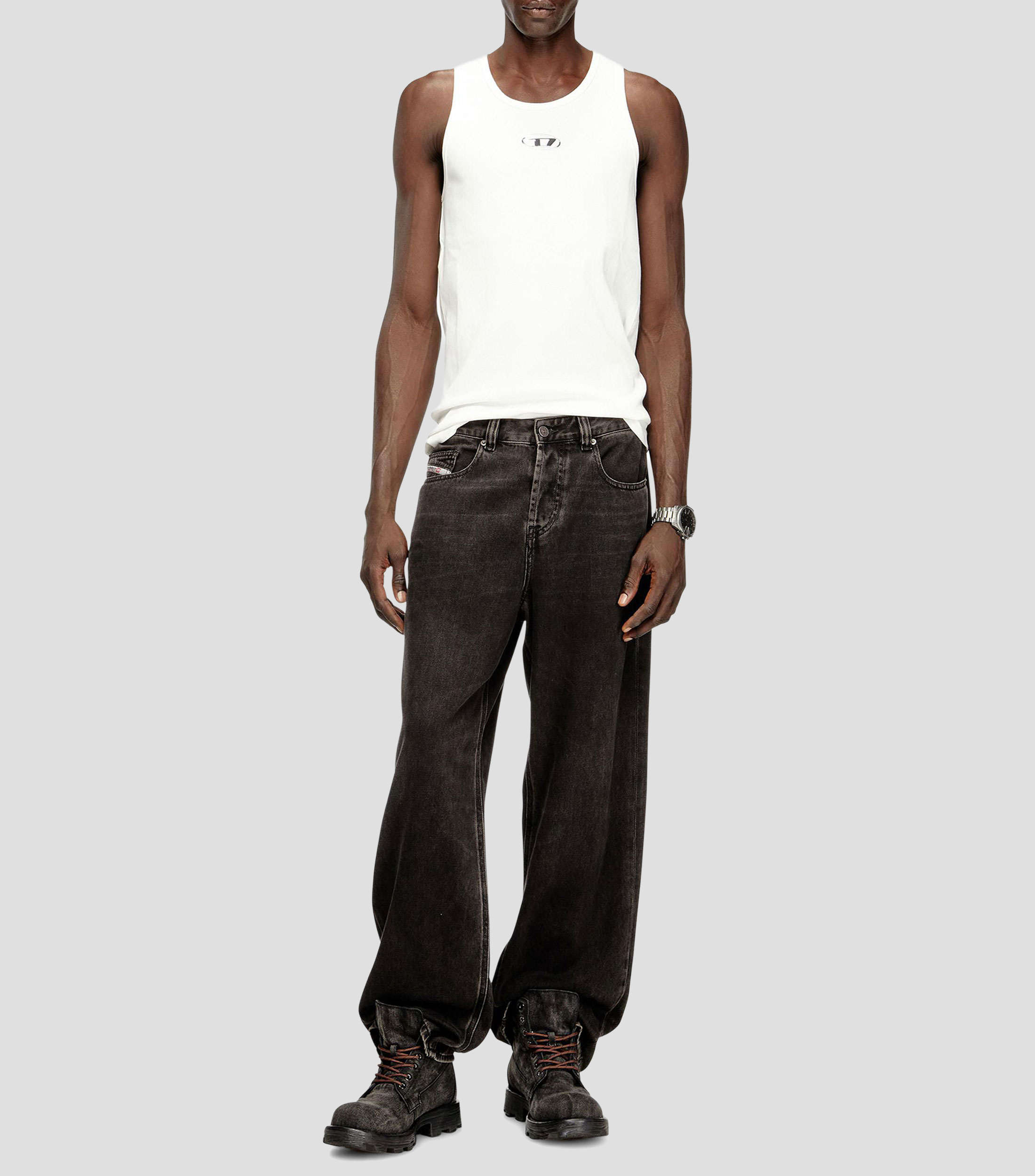Playera cuello redondo sin mangas liso Hombre