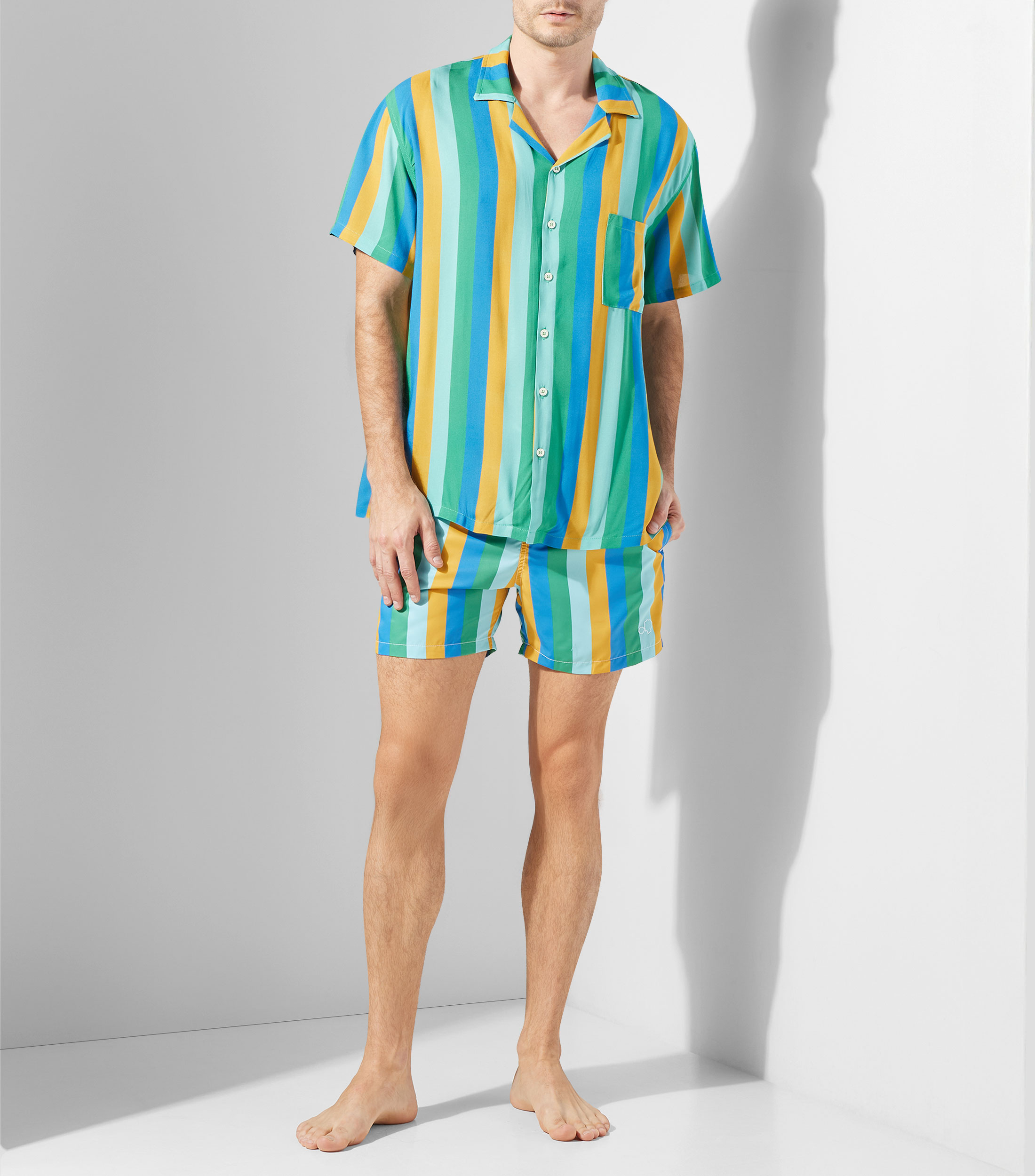 Traje de Baño corto de rayas Hombre