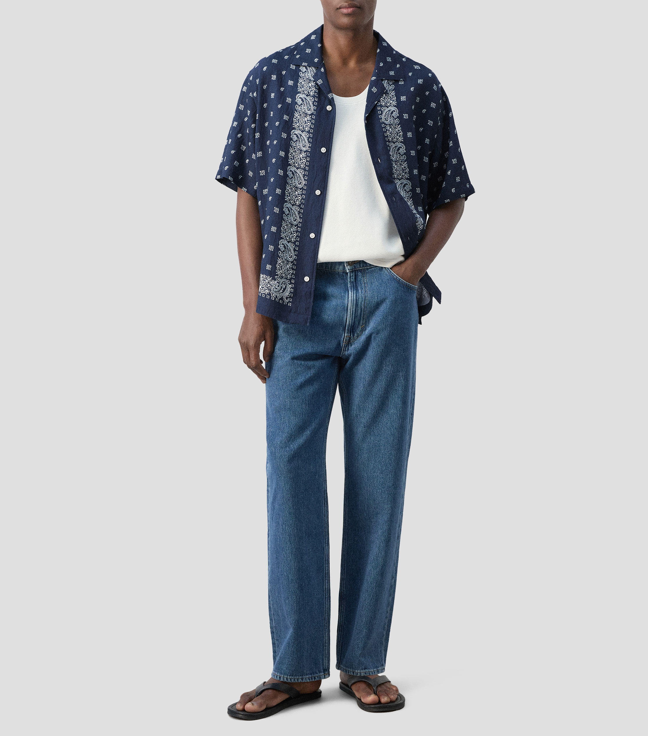 Camisa estampada manga corta Hombre