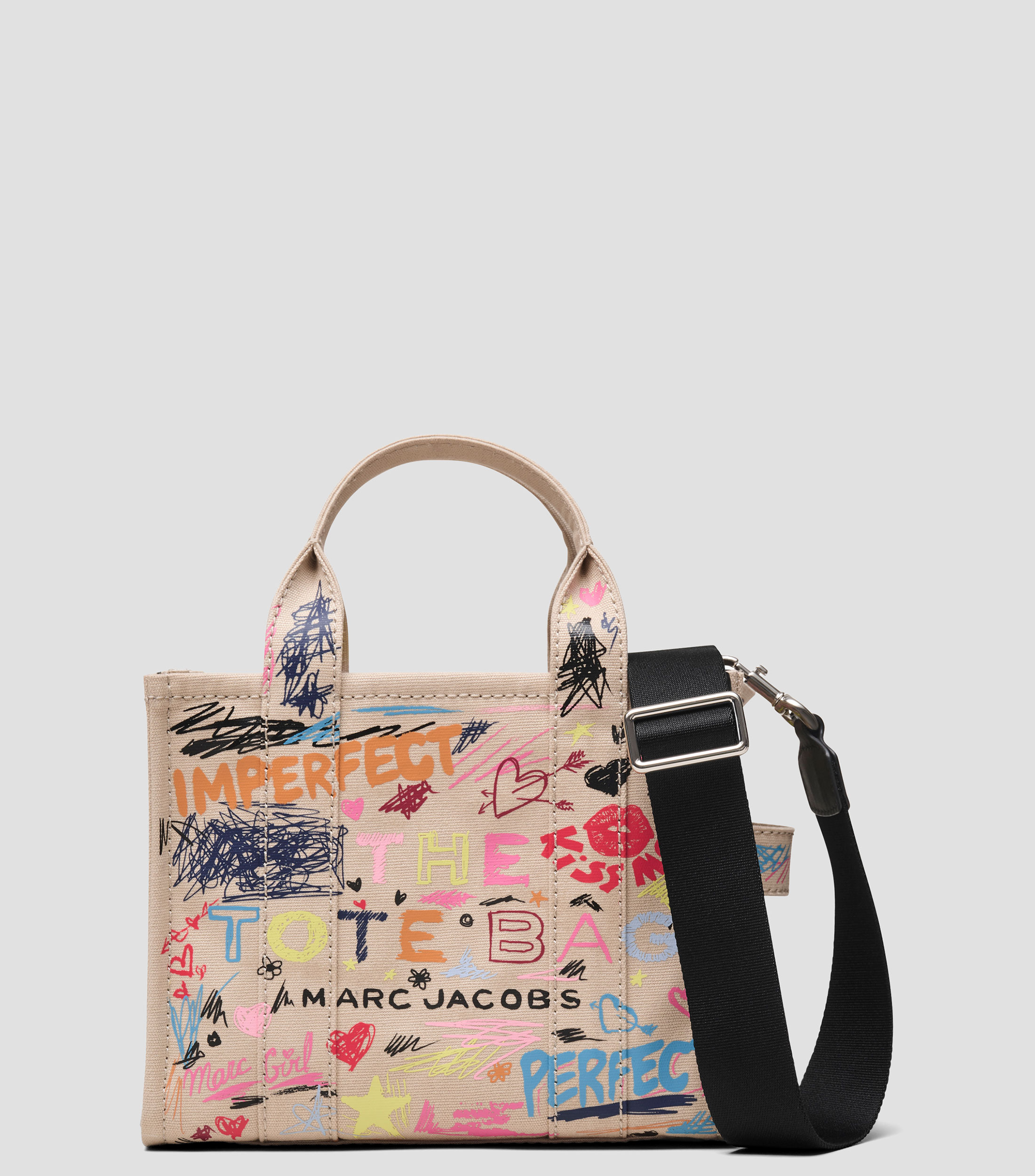 Bolsa tote café Punk Scribble Canvas estampada Mujer