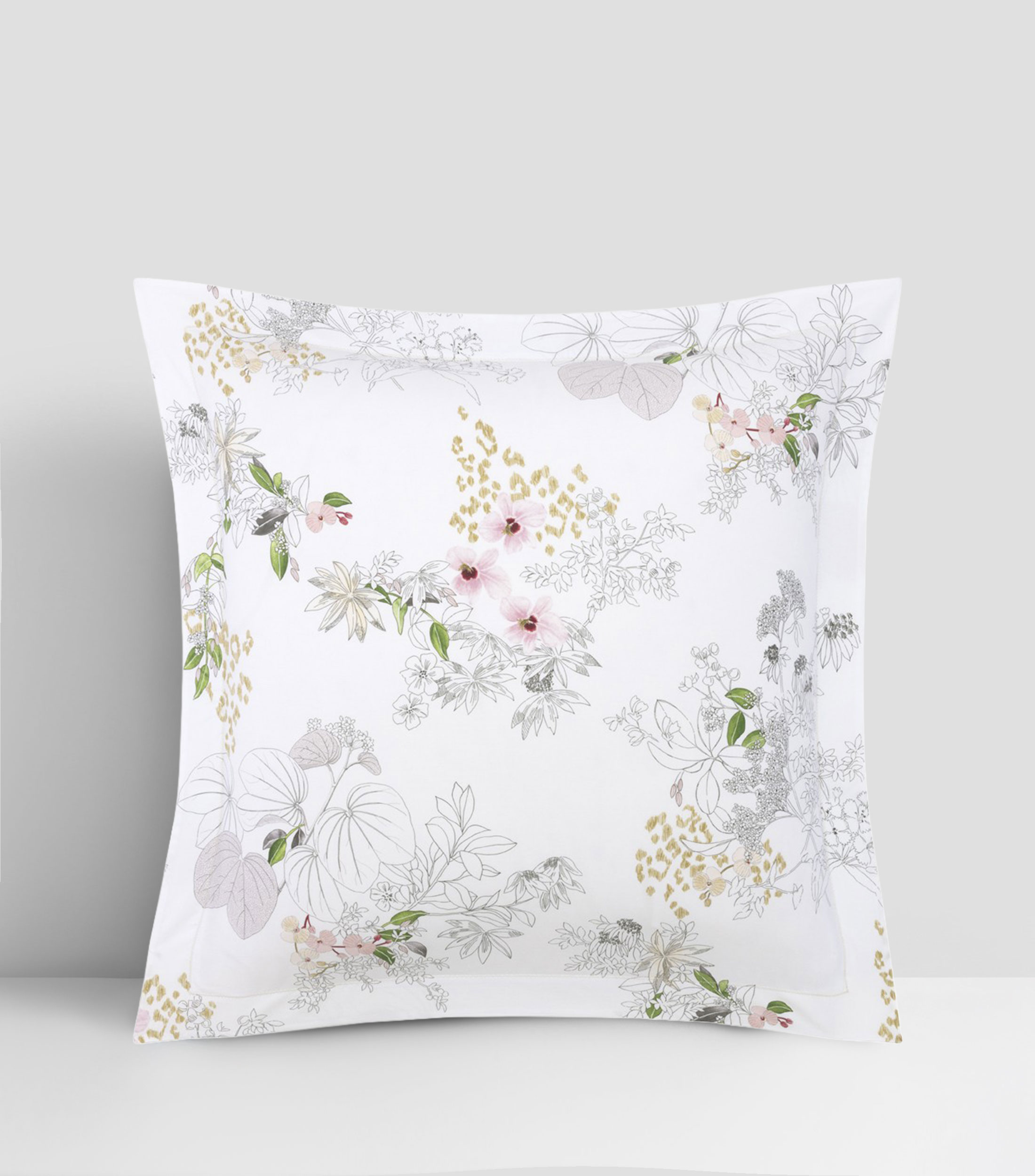 Funda para almohada euro en algodón orgánico Orchidee multicolor