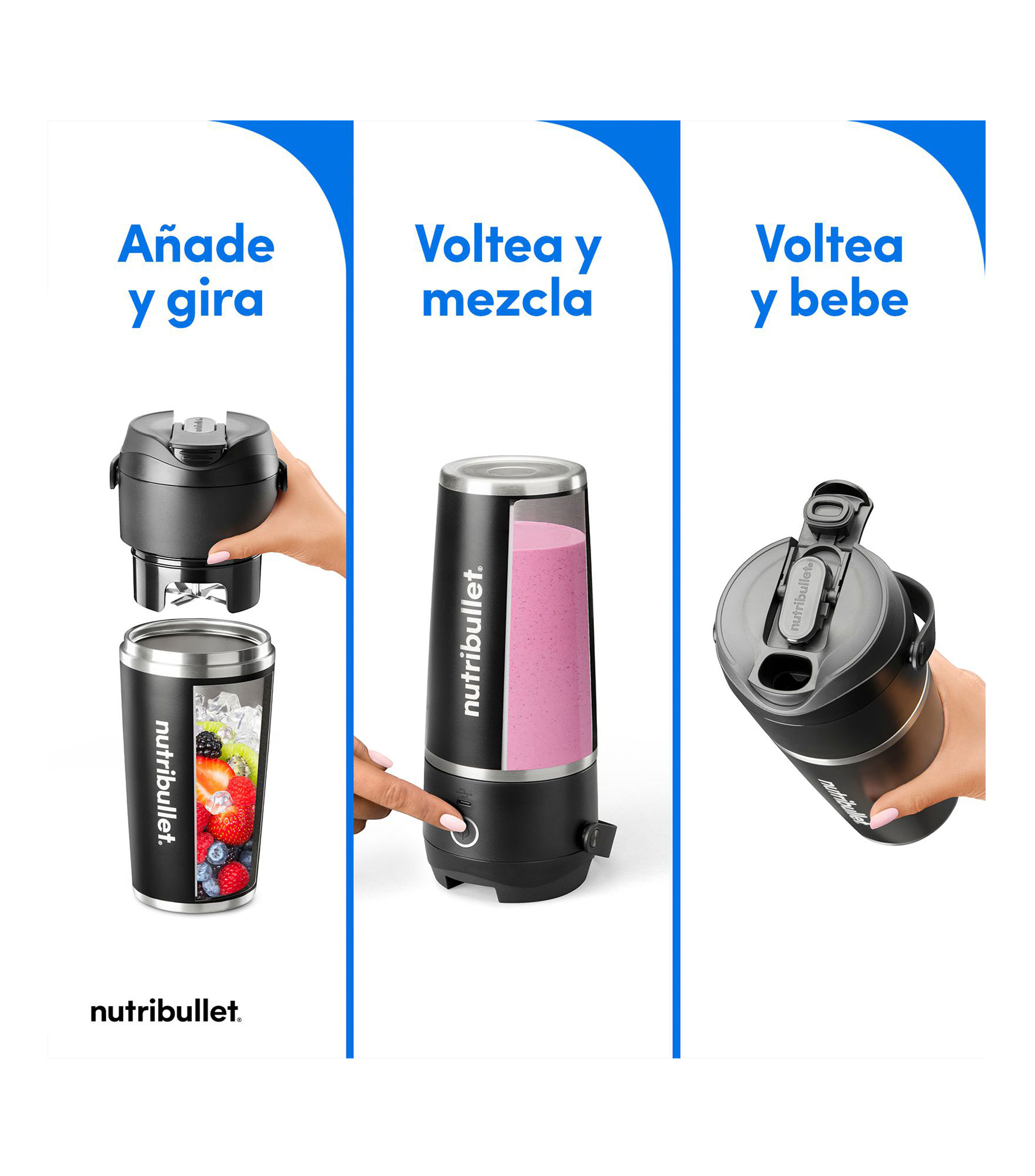 Licuadora portátil Flip, 1 Velocidad, Acero inoxidable