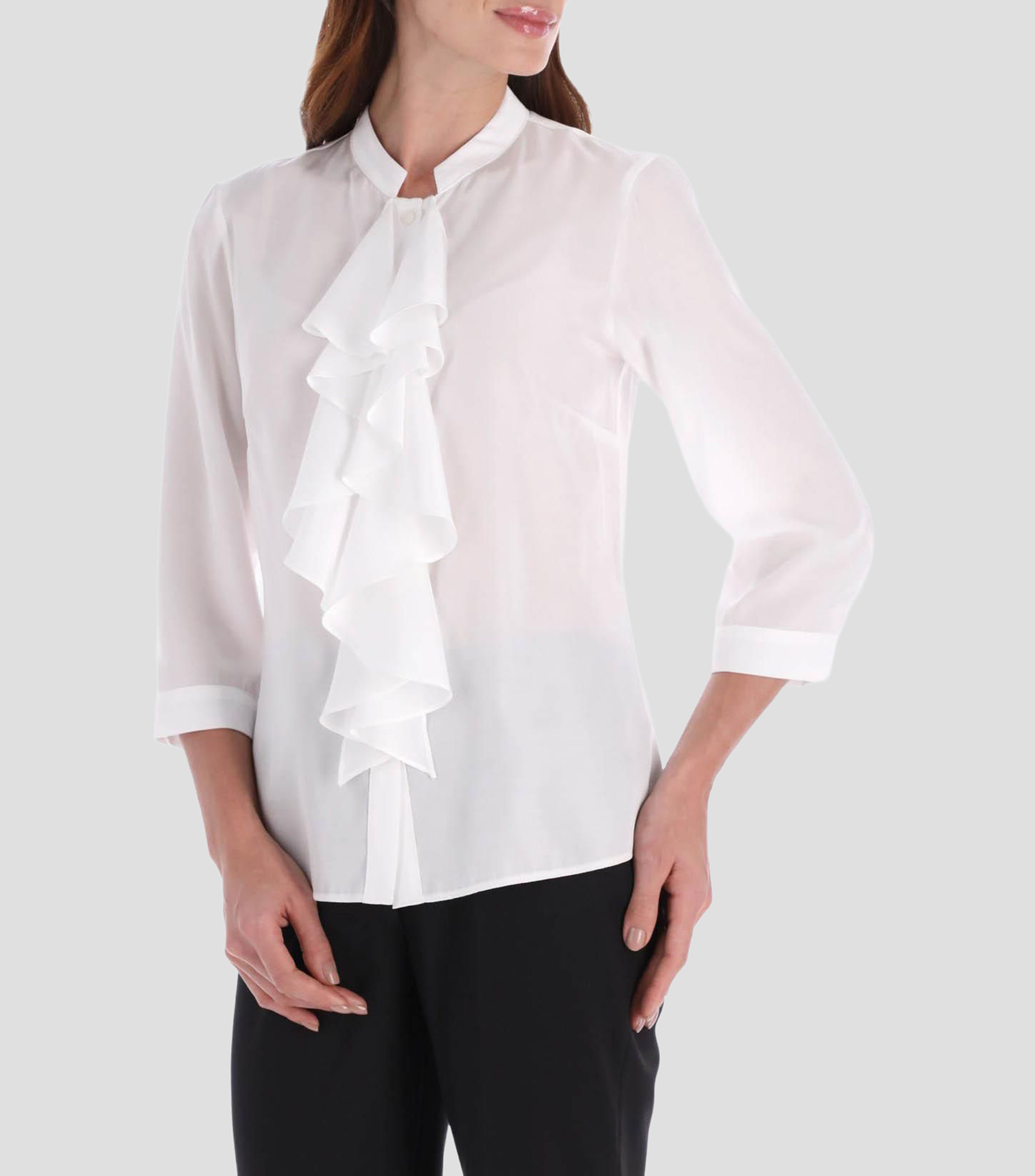 Blusa lisa manga 3/4 Mujer