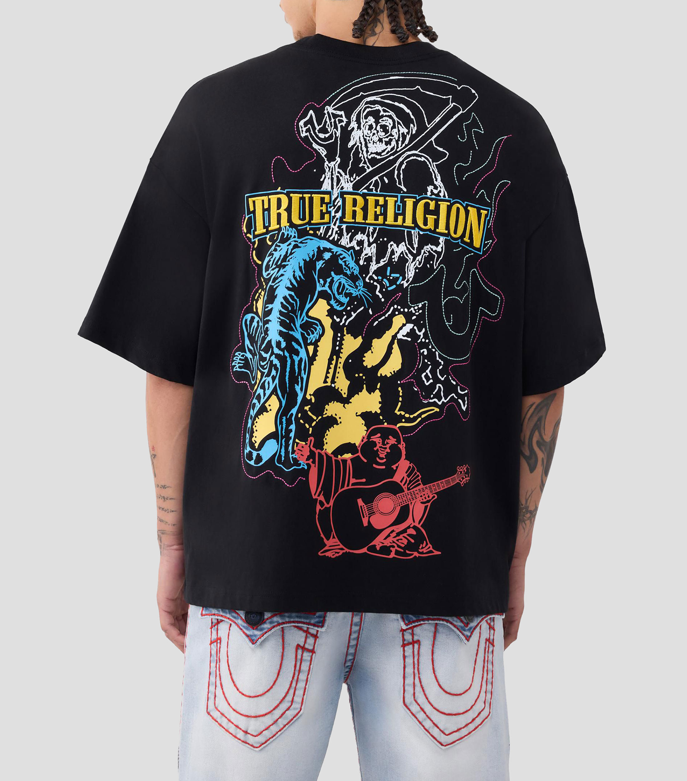 Playera cuello redondo manga corta con estampado Hombre