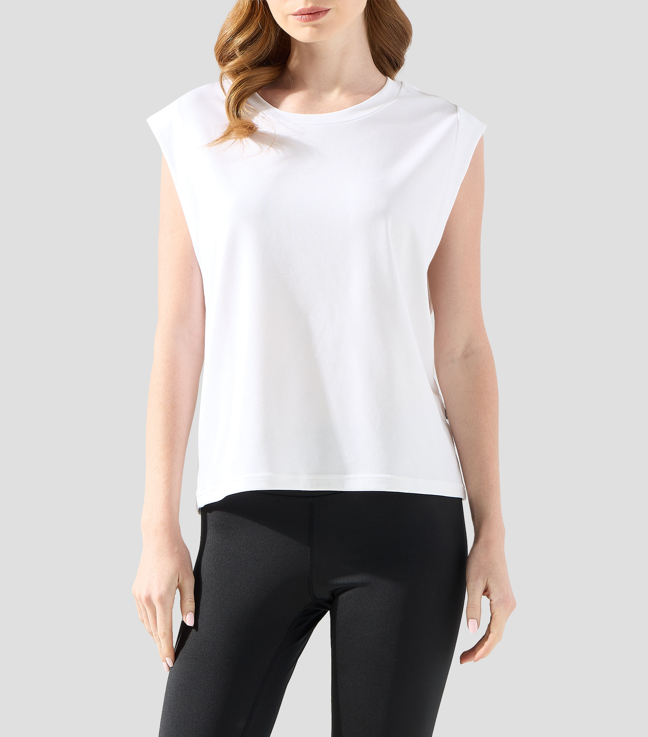 Playera de entrenamiento cuello redondo sin mangas lisa Mujer
