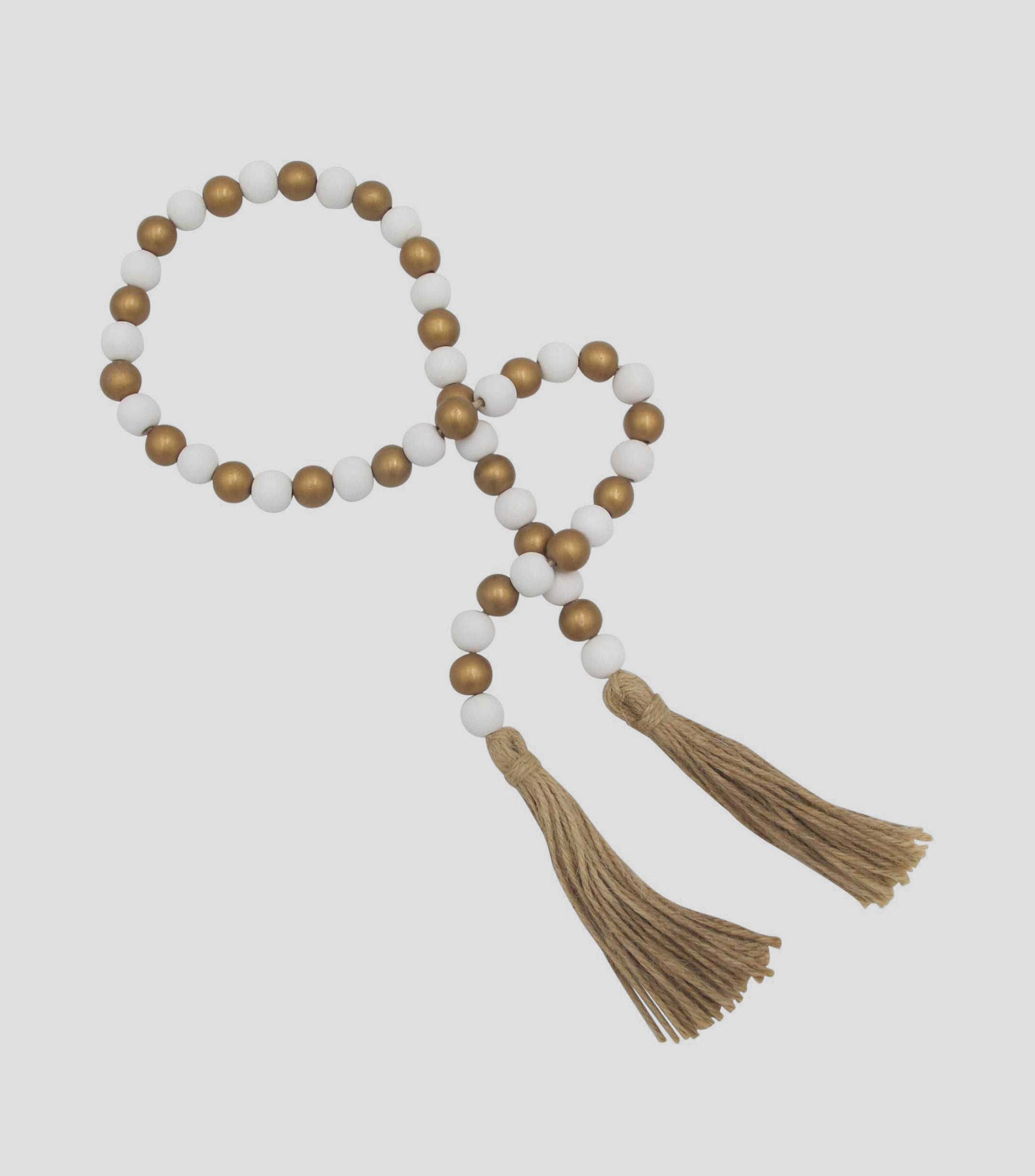 Guirnalda decorativa Bolitas Valentina blanco con dorado en madera