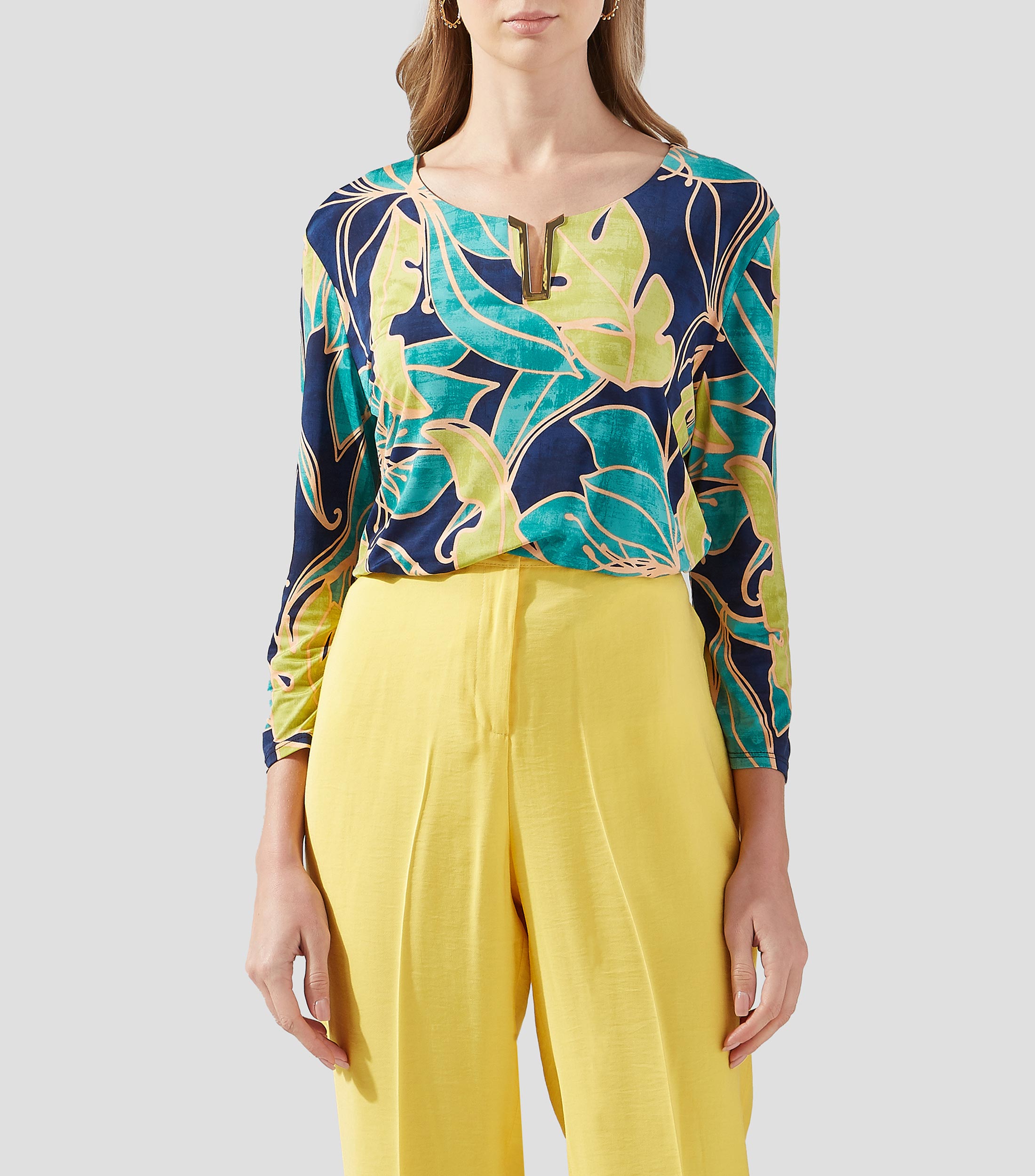 Blusa multicolor manga 3,4 Mujer