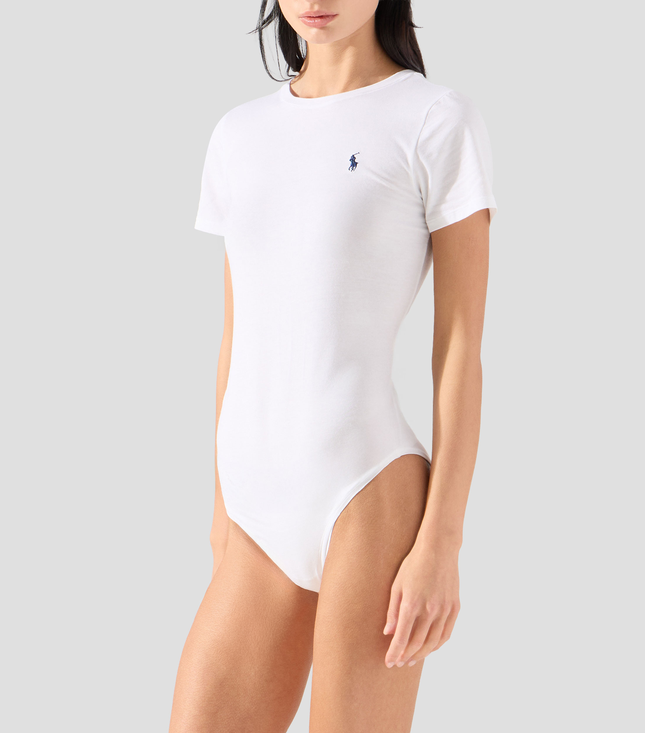 Body cuello redondo liso con manga corta Mujer