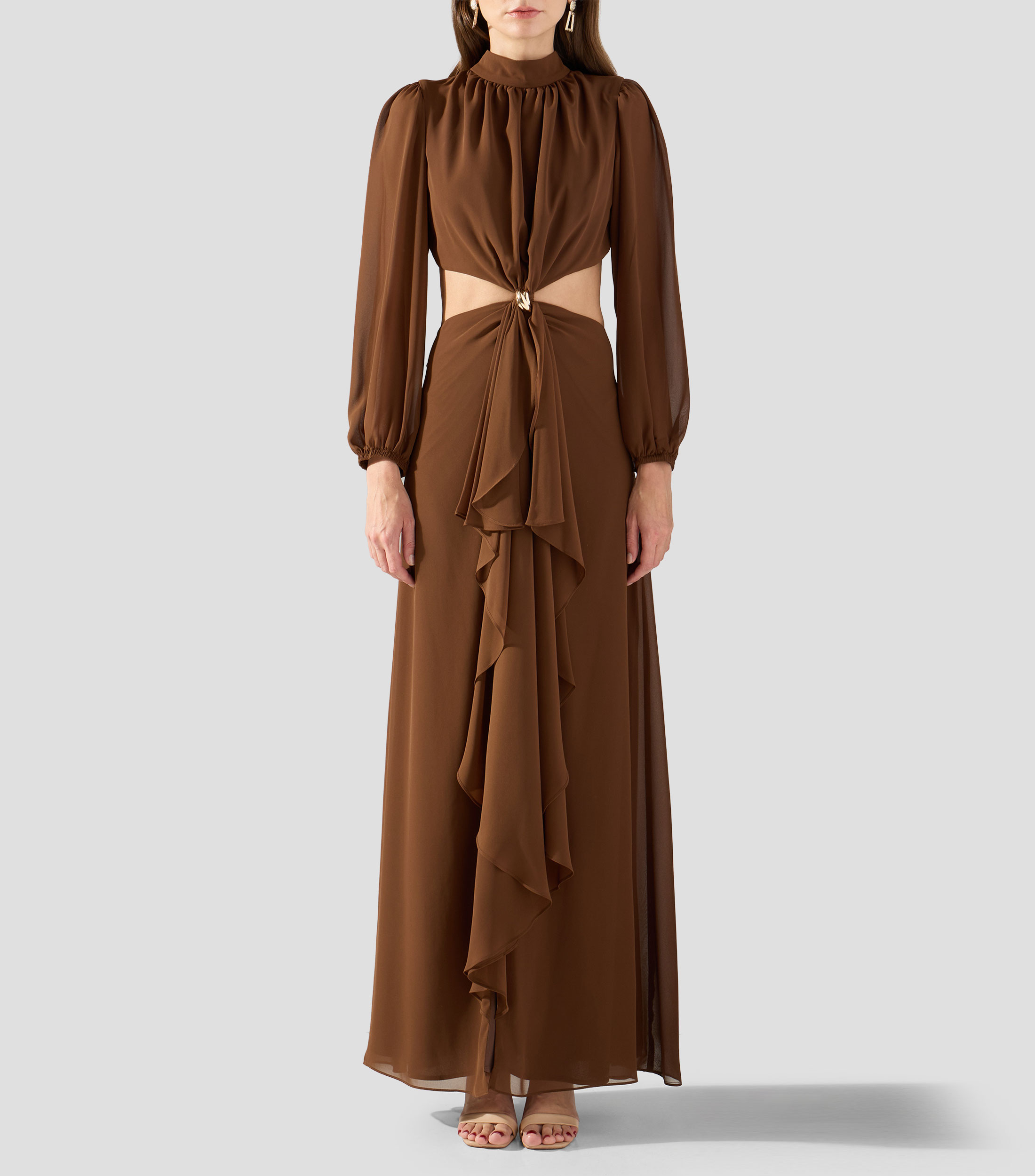 Vestido largo manga larga liso Mujer