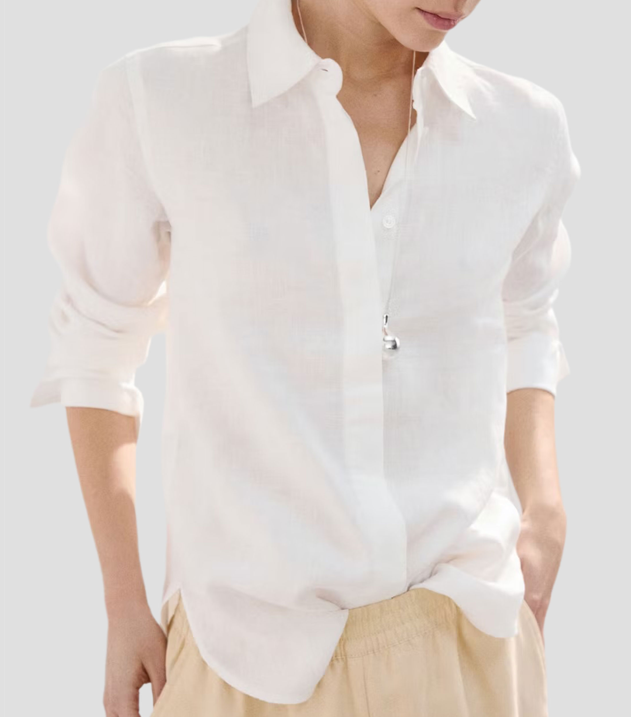 Camisa lisa manga larga mujer