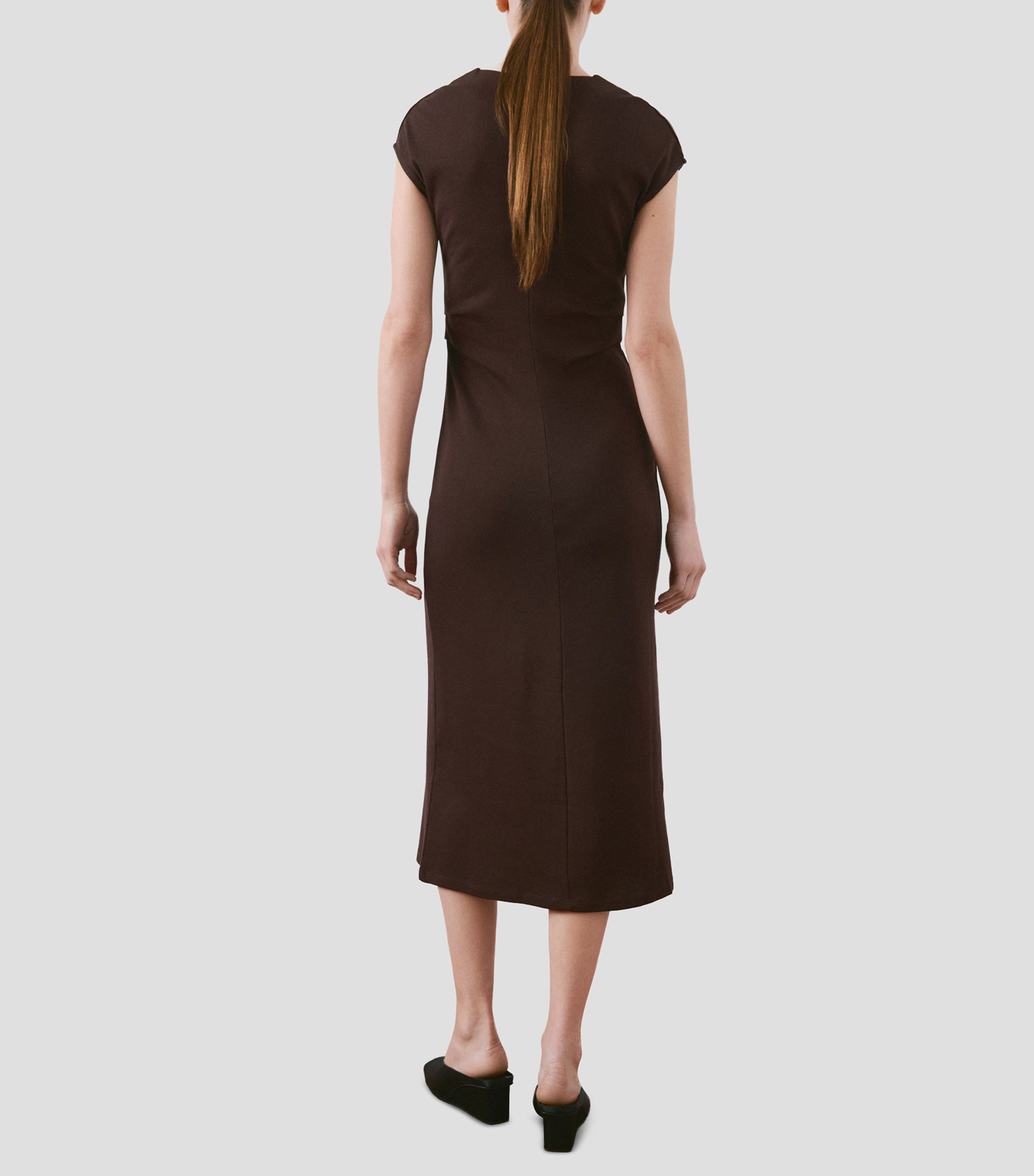 Vestido Midi manga corta liso Mujer