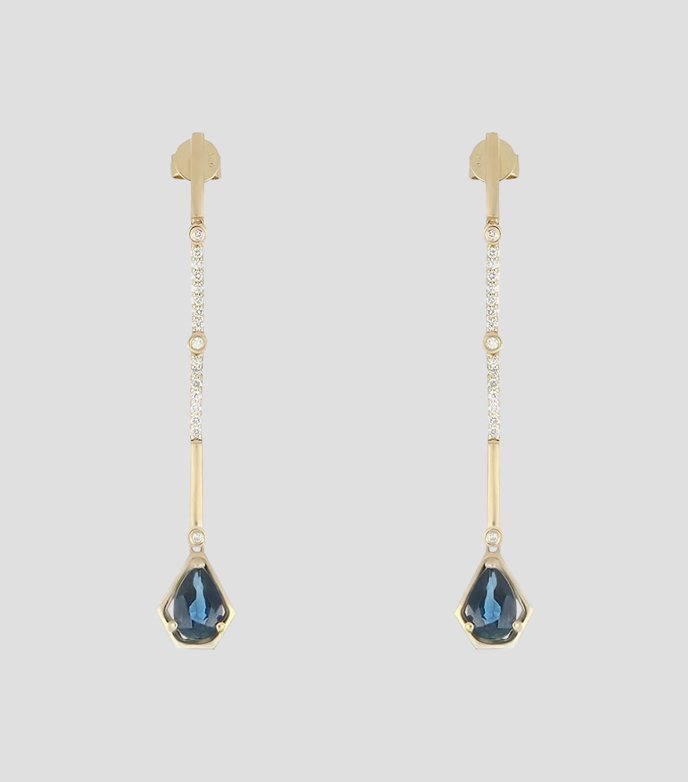 Aretes en oro amarillo 18 Kilates con Zafiro y Diamantes Mujer
