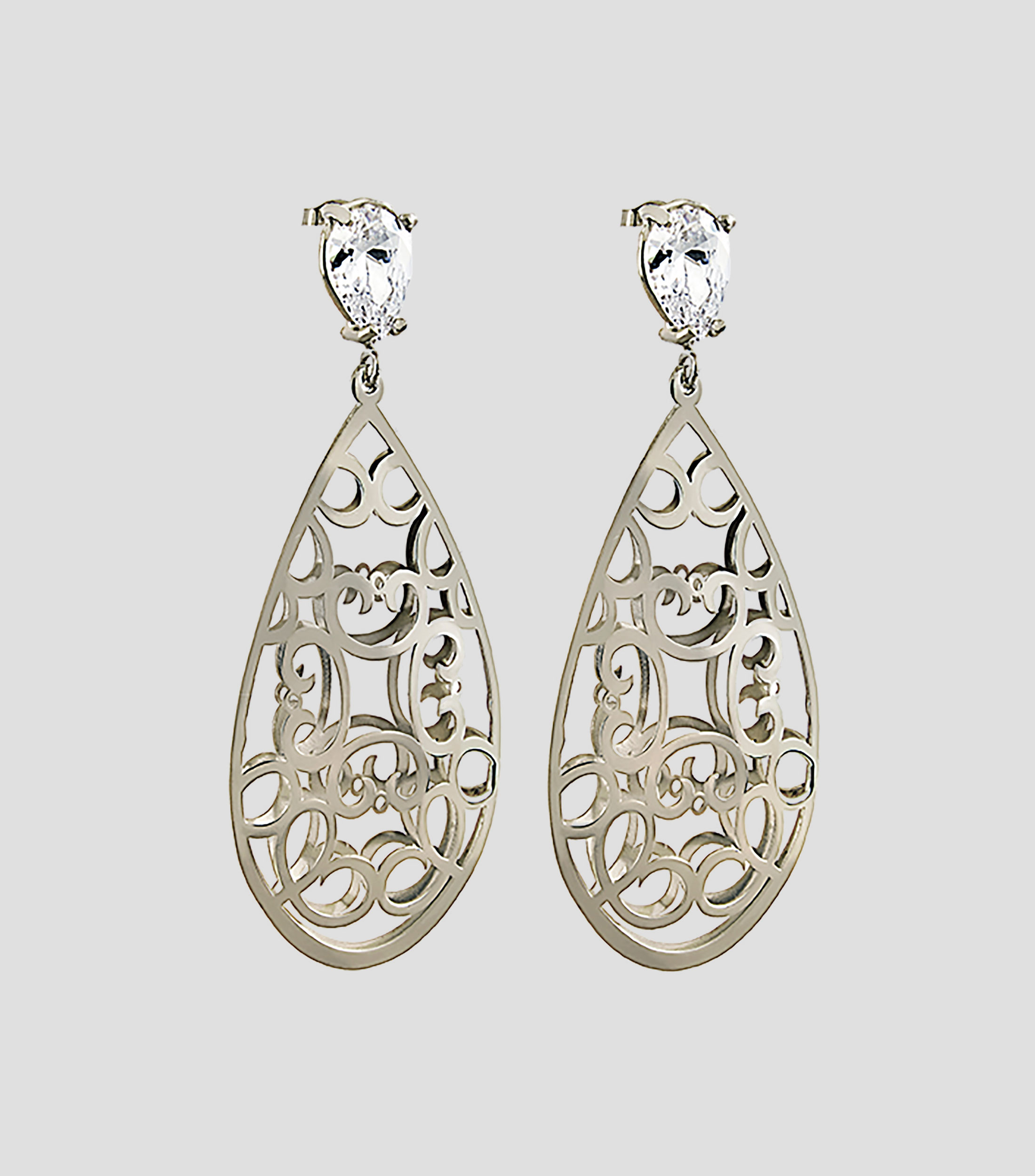 Aretes en plata con zirconia Mujer