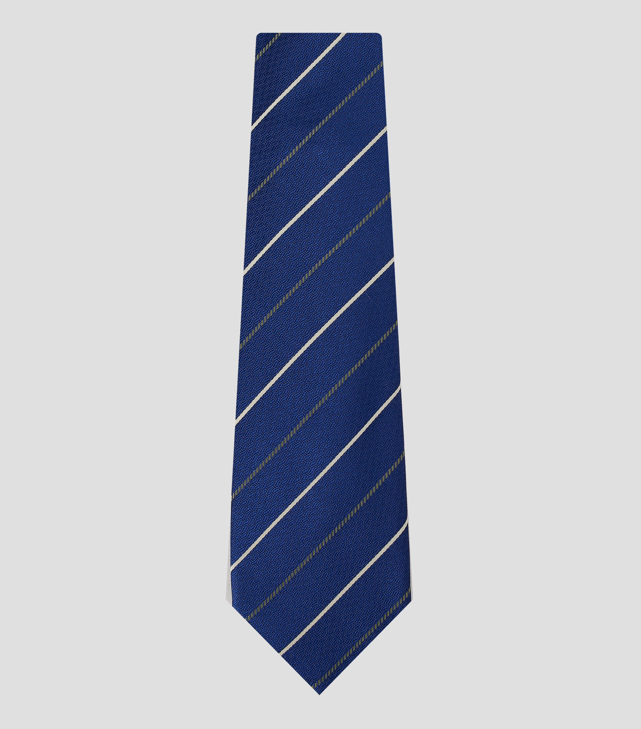 Corbata ancha en seda azul con rayas