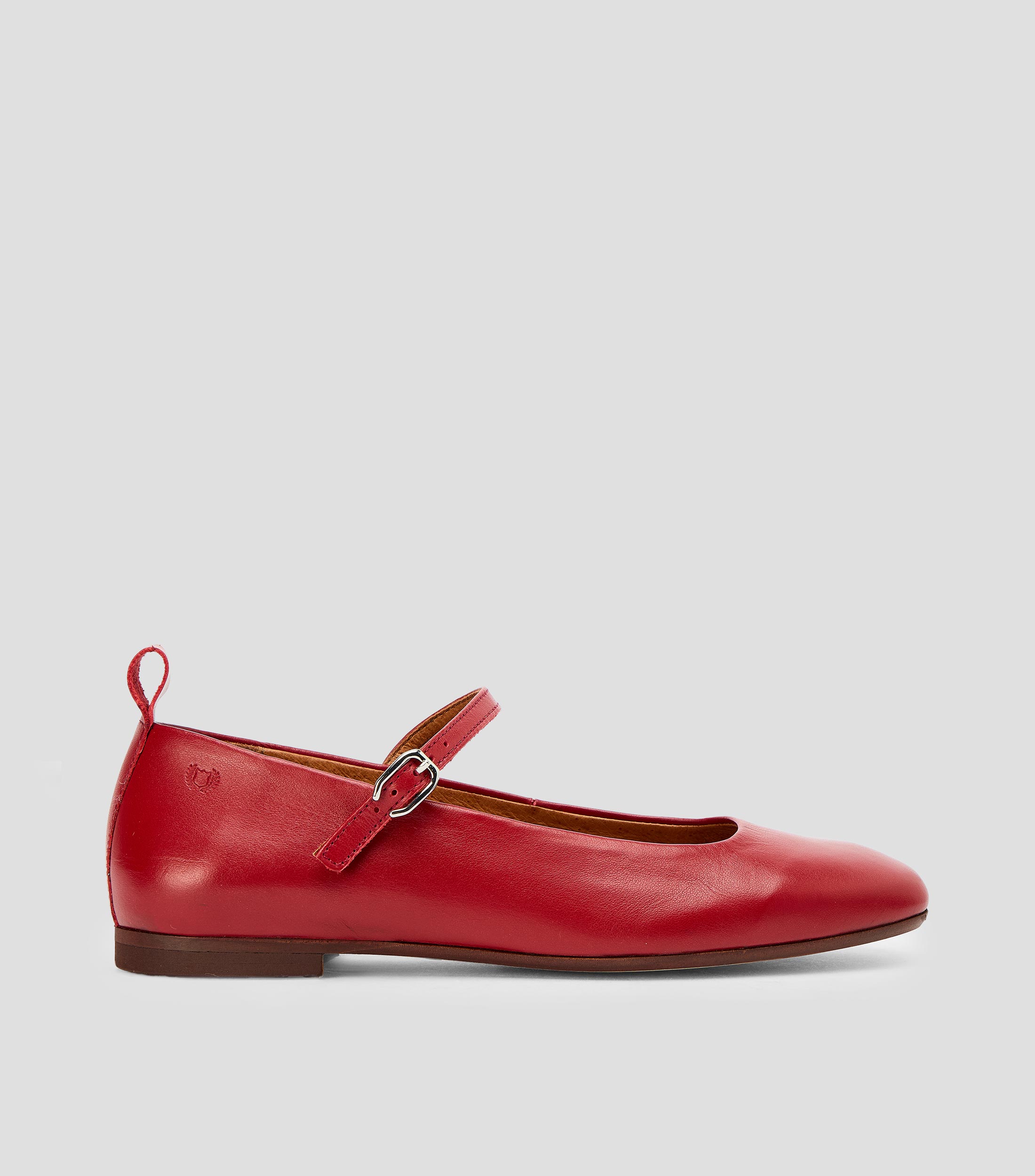 Flats con cinta en piel vacuna Mujer