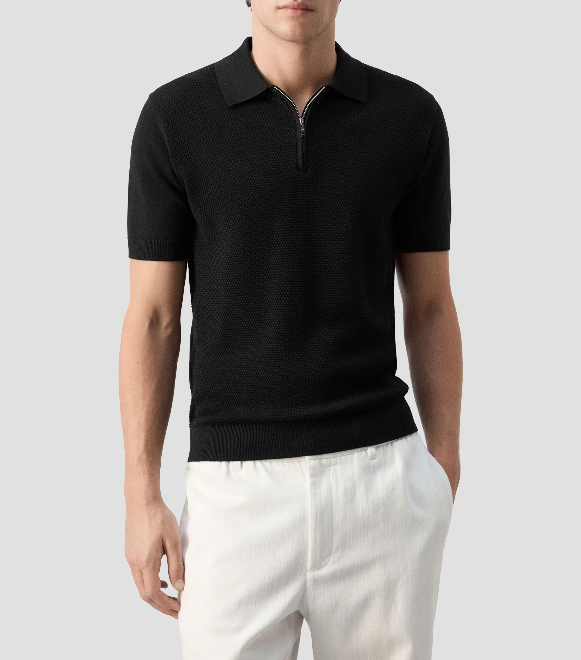 Playera Tipo Polo Manga Corta Sólido Hombre