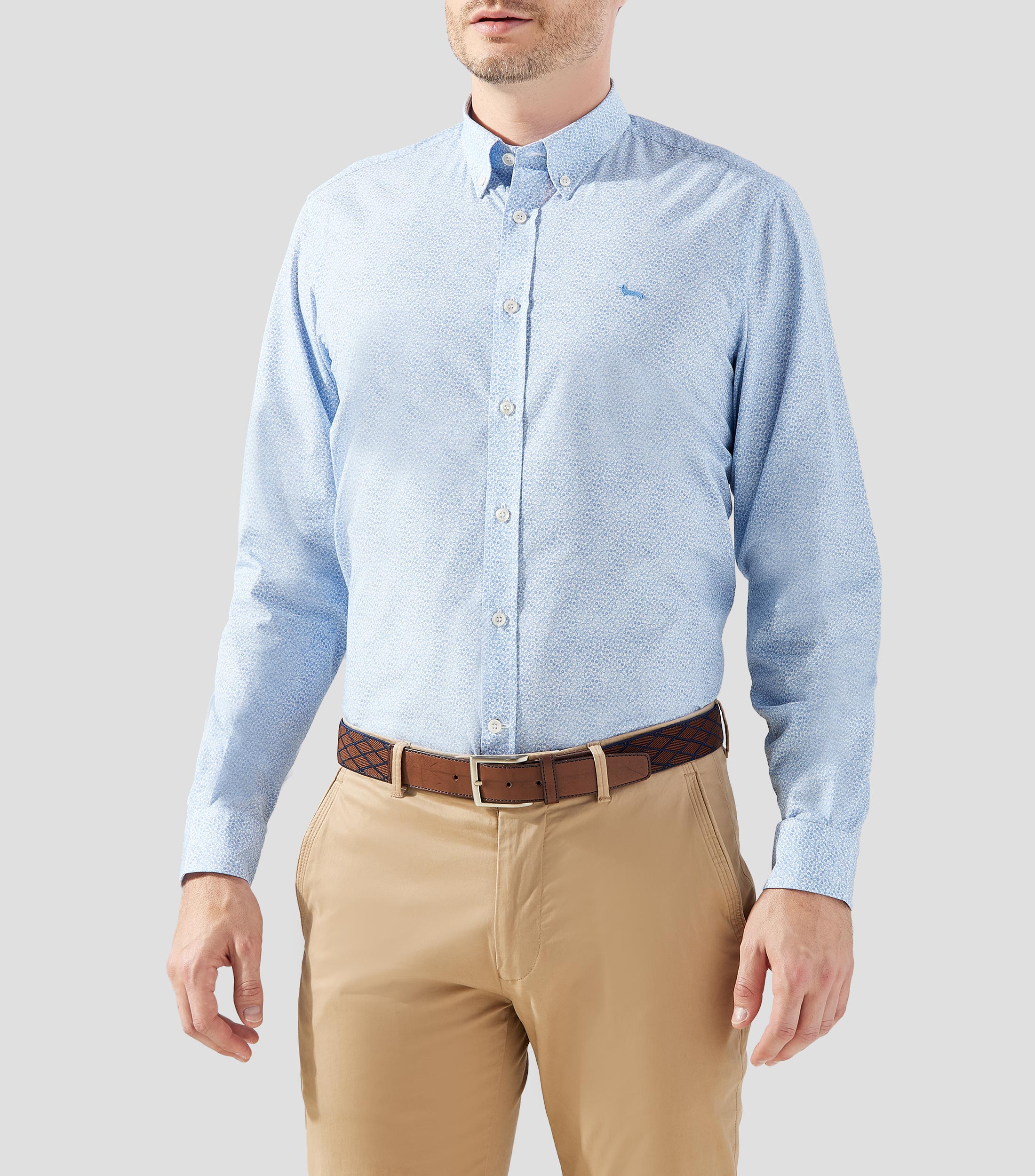 Camisa estampada manga larga Hombre