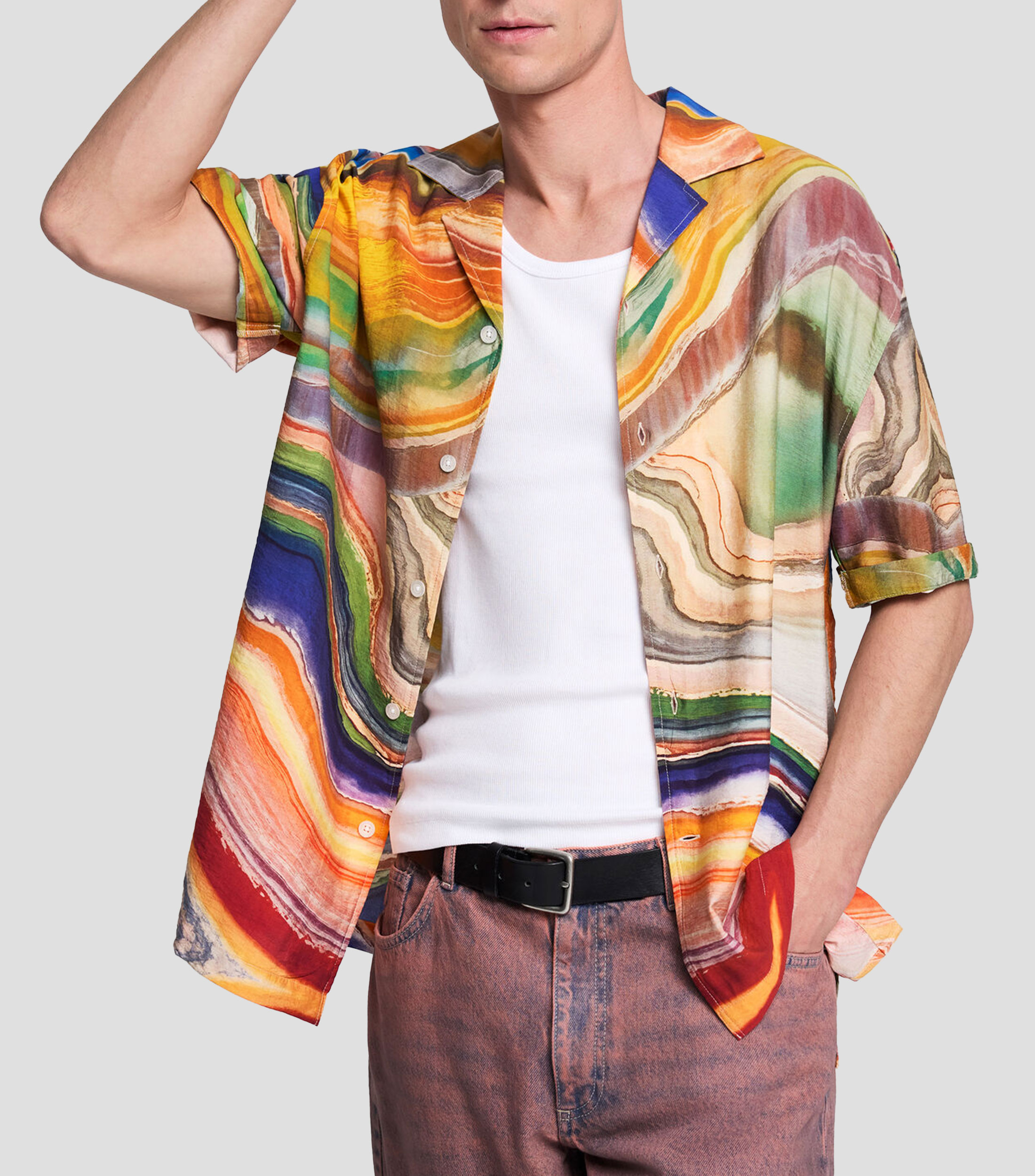 Camisa estampada manga corta Hombre