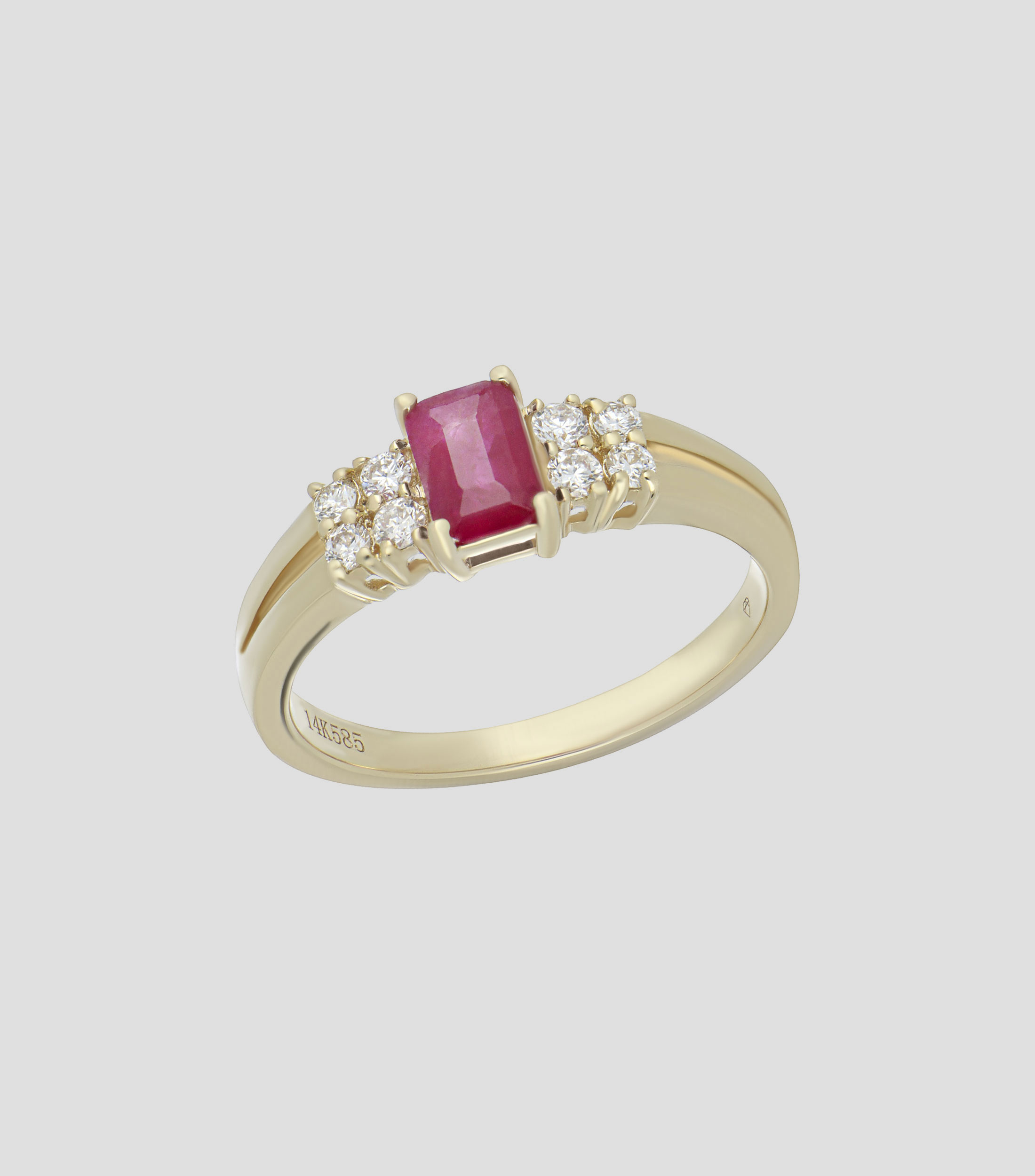 Anillo en oro con rubí y diamante Mujer