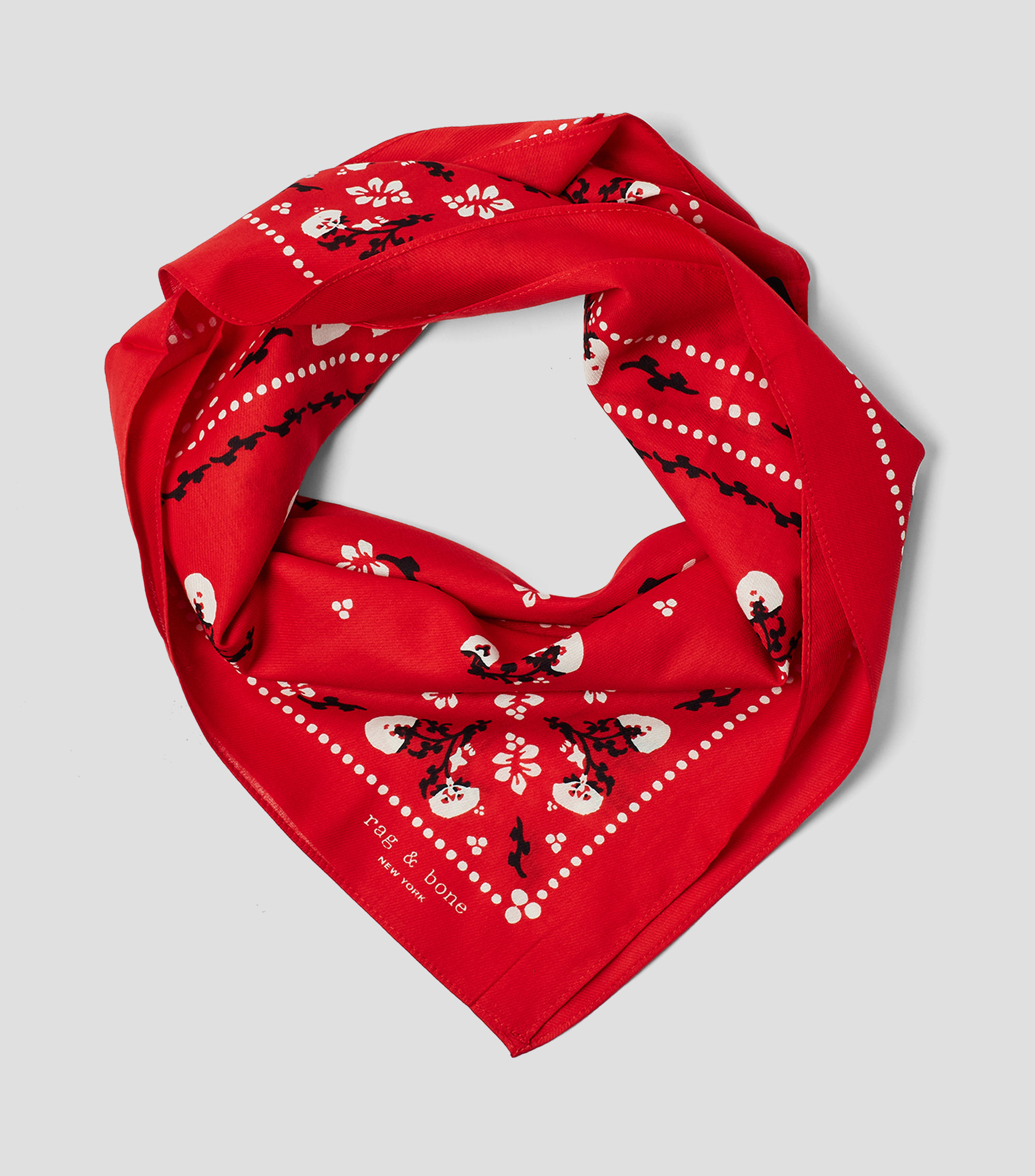 Mascada roja estampada Mujer