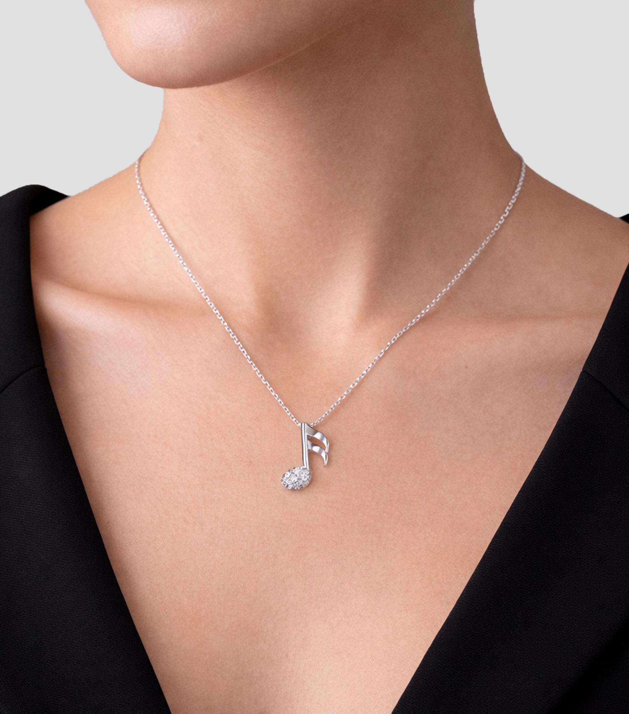 Collar Nota musical en Oro blanco de 18 kilates con diamantes Tiny Treasures Mujer