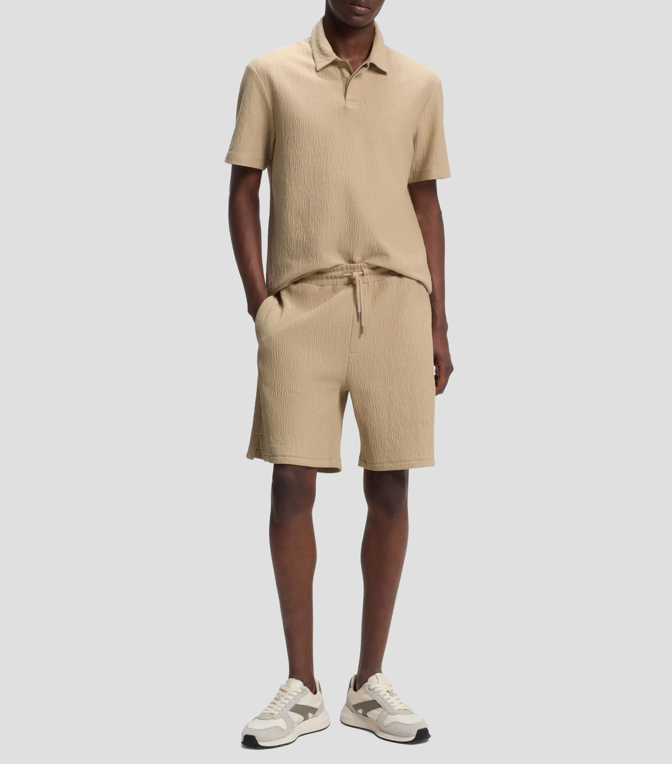 Polo de algodón con efecto arrugado Hombre