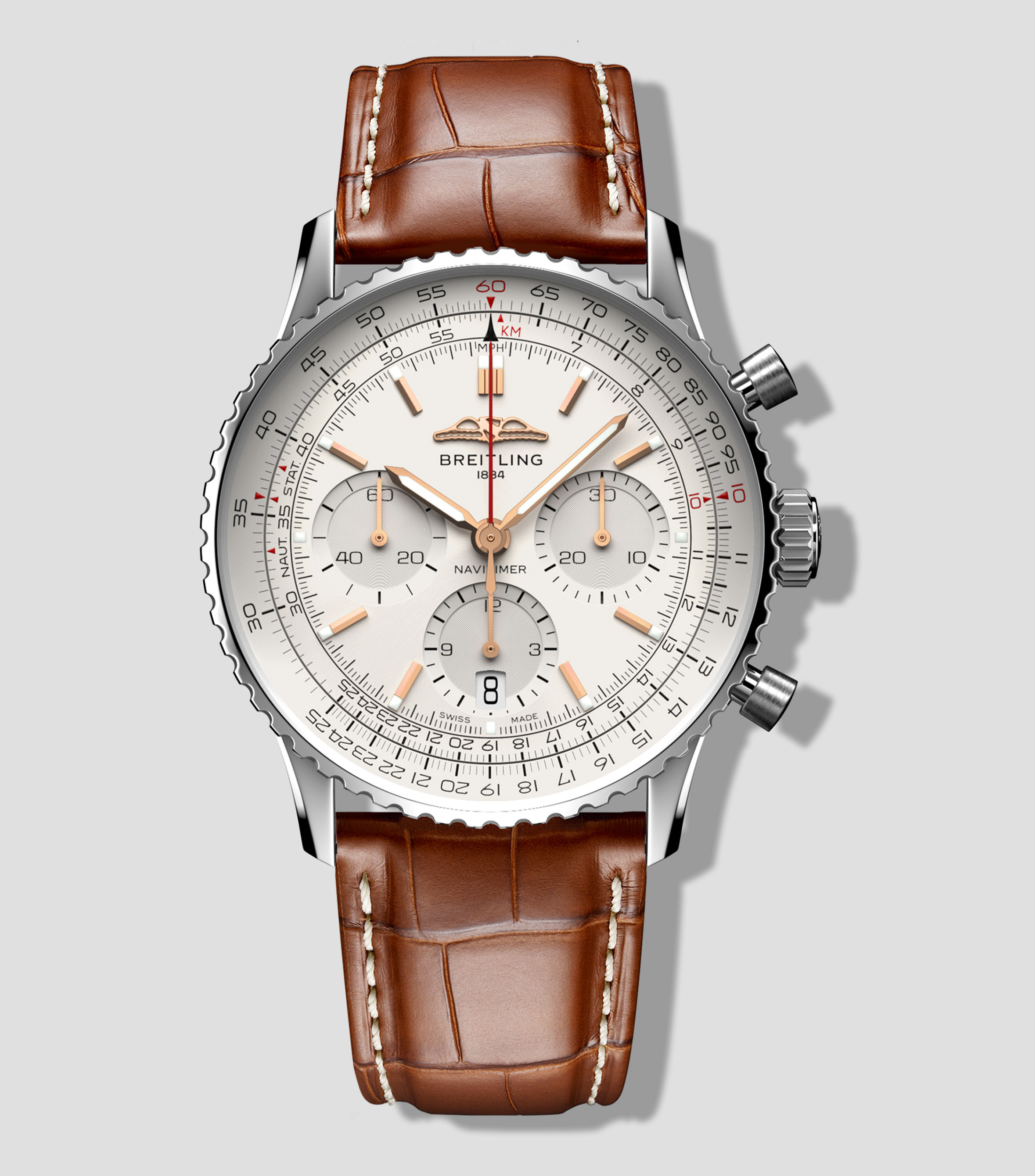 Reloj para Hombre Navitimer B01 Chronograph casual, plateado