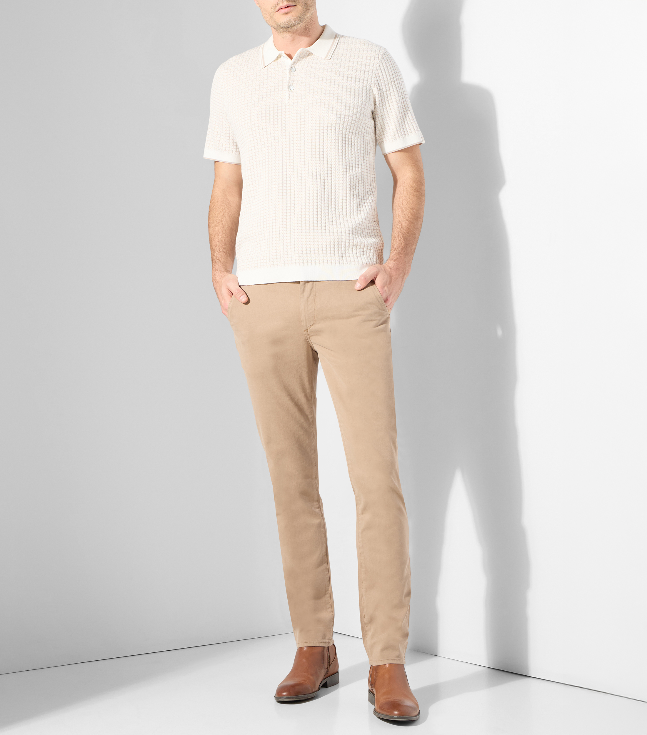 Playera tipo polo con manga corta y cuadros Hombre