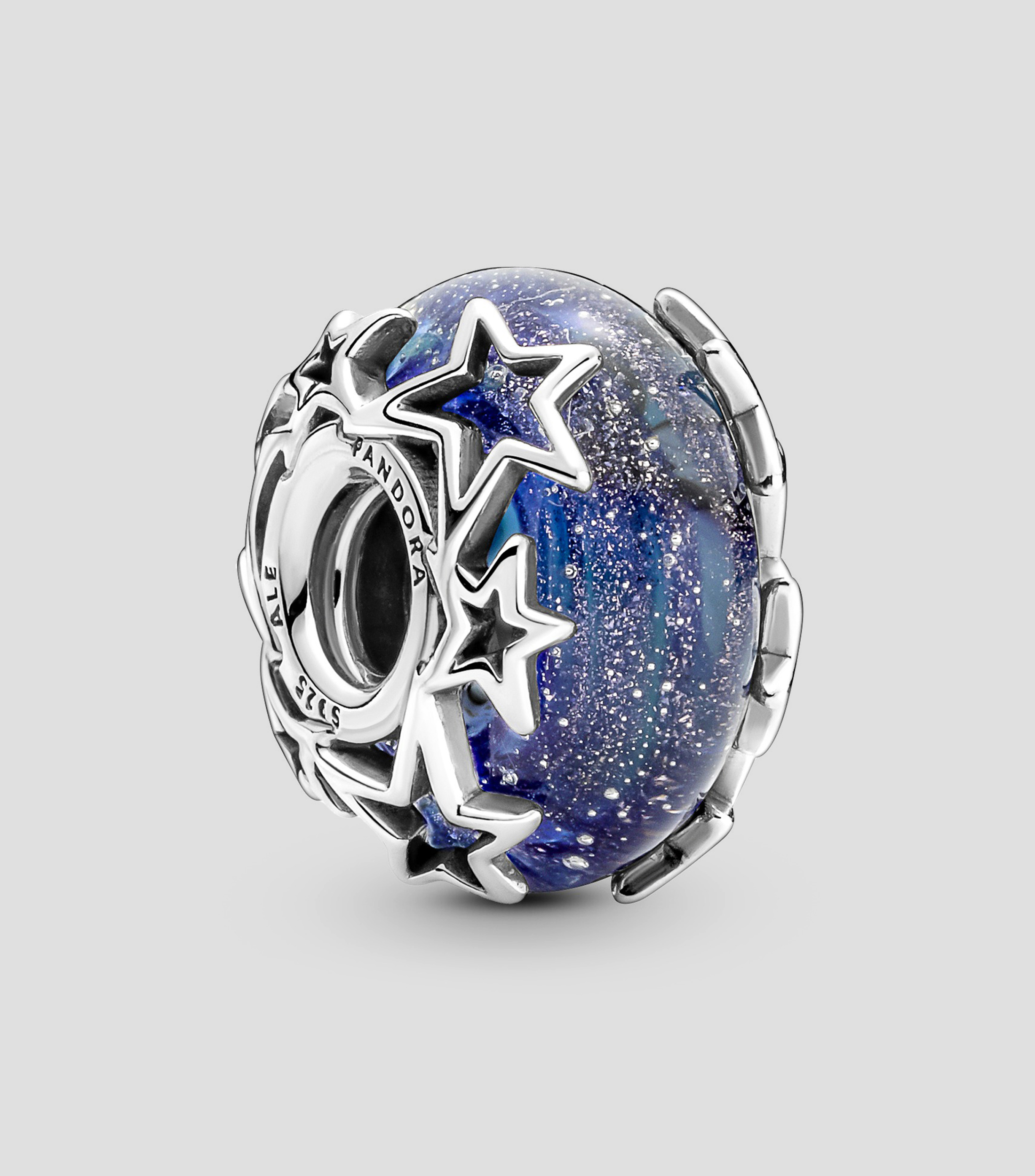 Charm en plata .925 Cristal de Murano Galaxia y Estrella Mujer